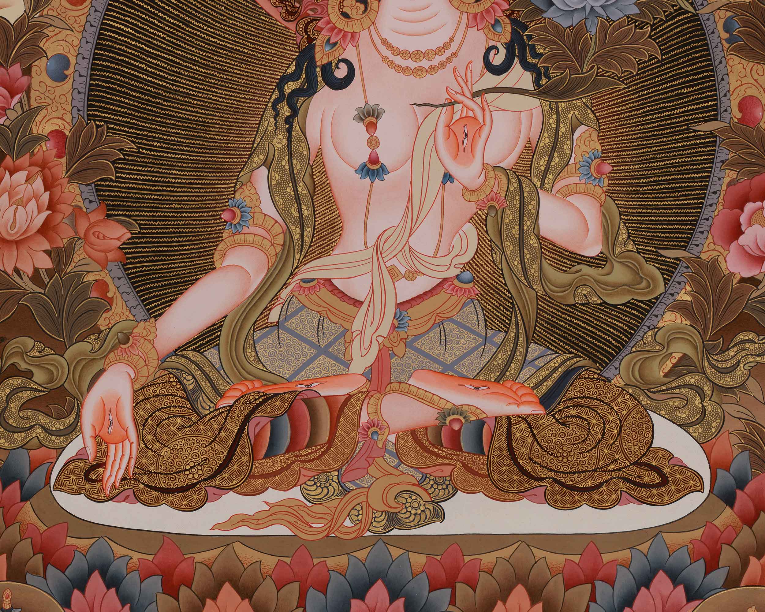 White Tara Goddess of Healing Painting | The Divine Mother of Compassion and Spiritual Blessings