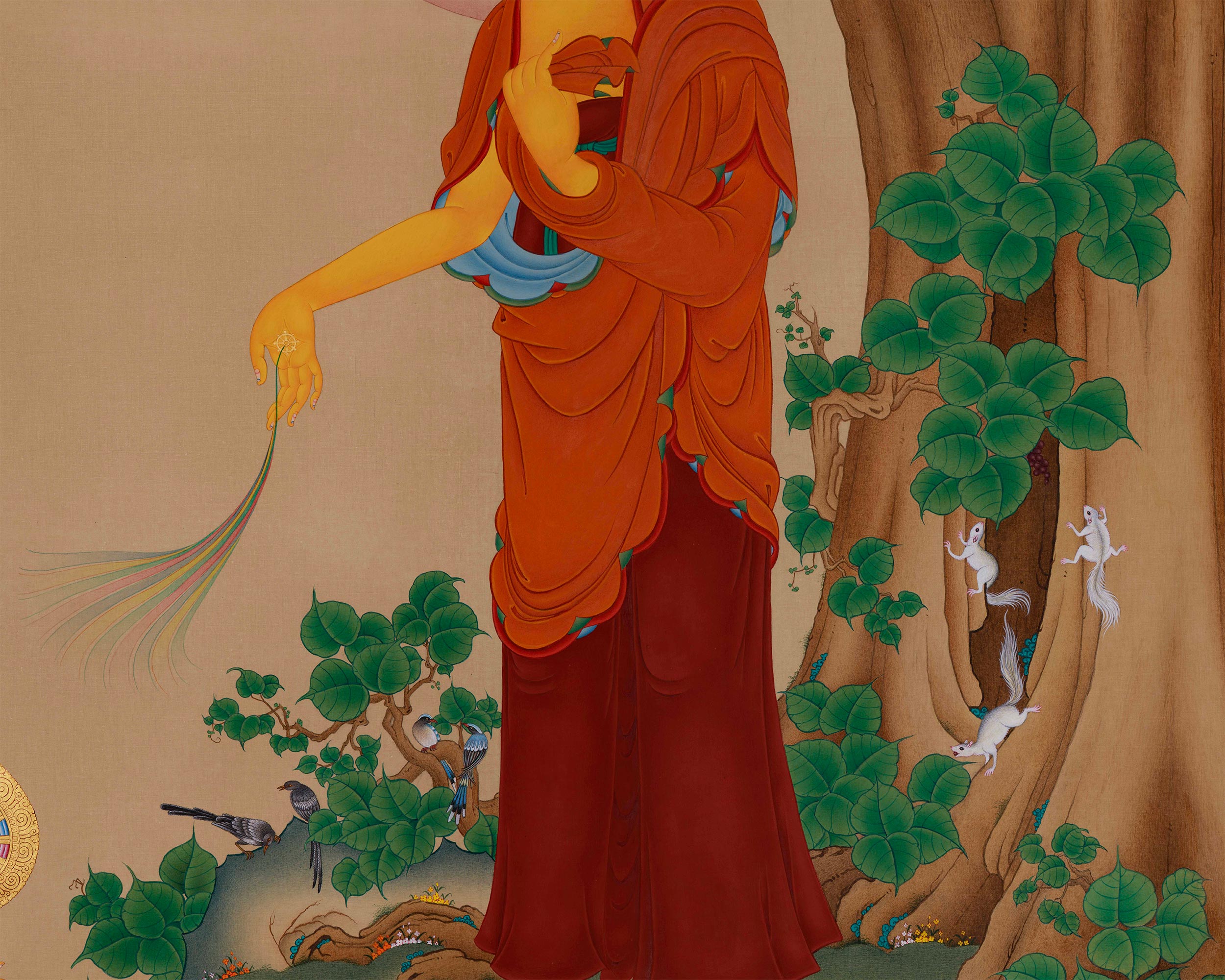 Standing Shakyamuni Buddha’s Blessings | Thangka of Spiritual Awakening | LHASA Stone Pigments