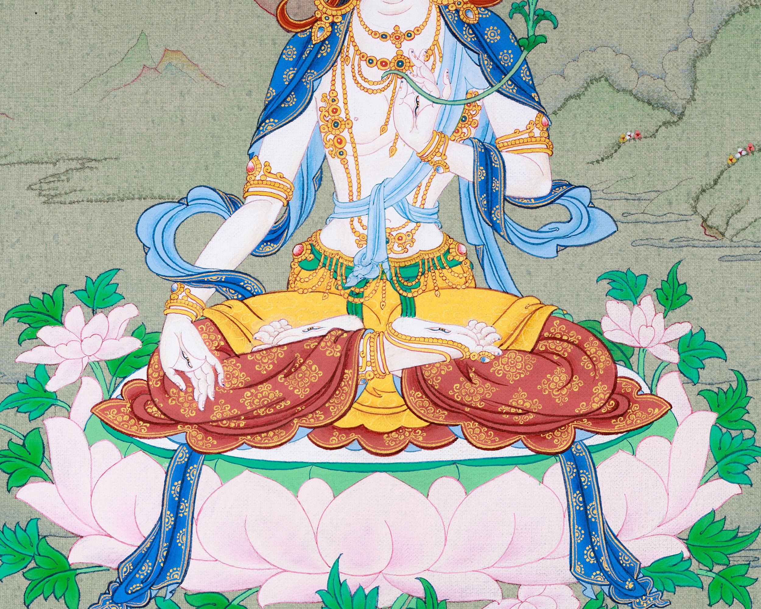 White Tara, Goddess of Compassion Thangka | Authentic Himalayan Art for Spiritual Wellness
