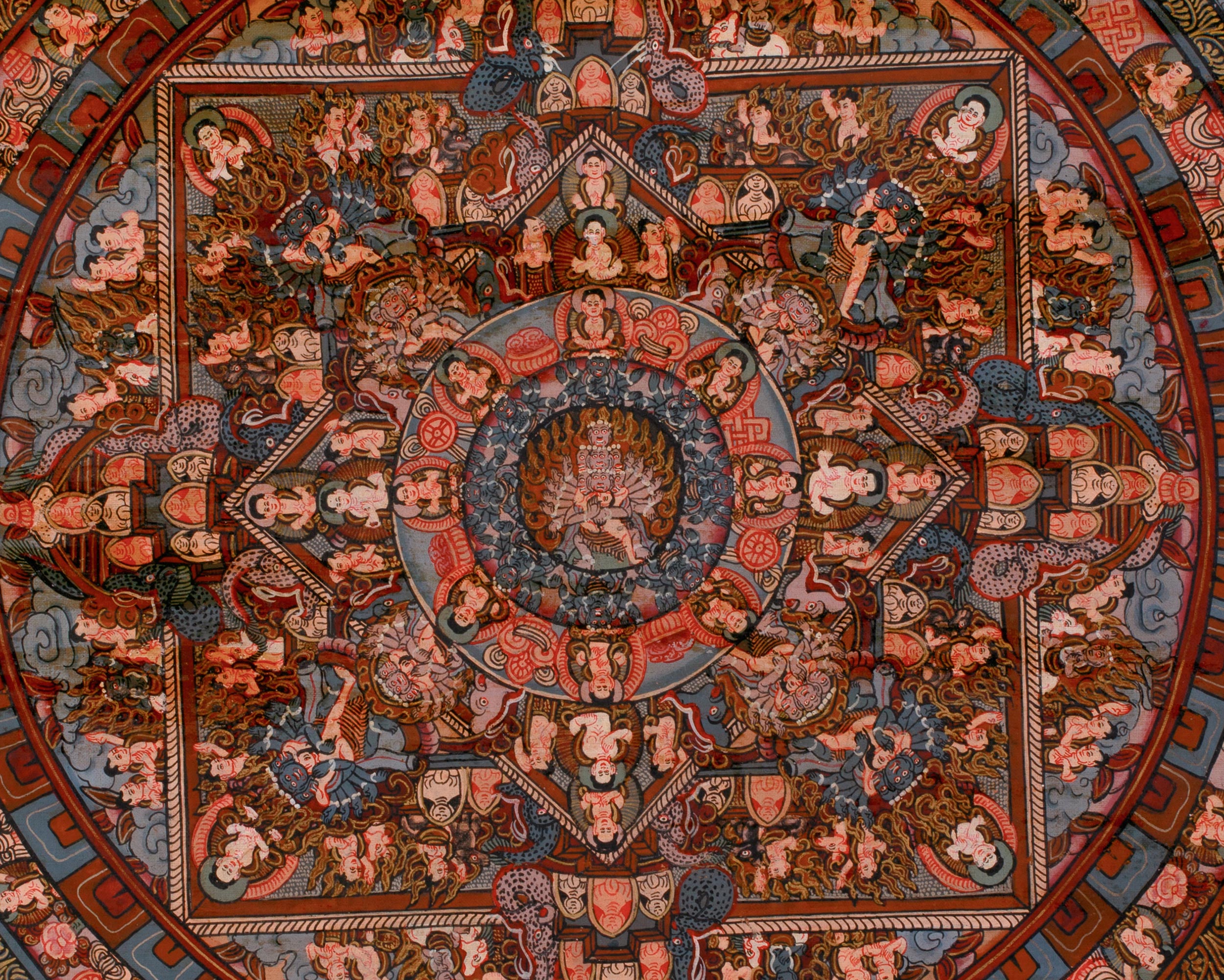 Hand-Painted Yamantaka Mandala Thangka | Wrathful Deity Mandala