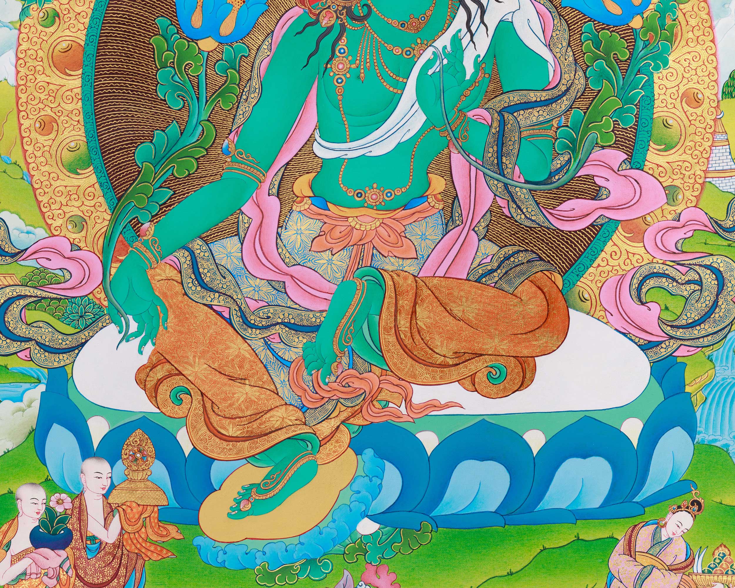 Green Tara Deity Thangka | Sacred Tibetan Art for Daily Practice