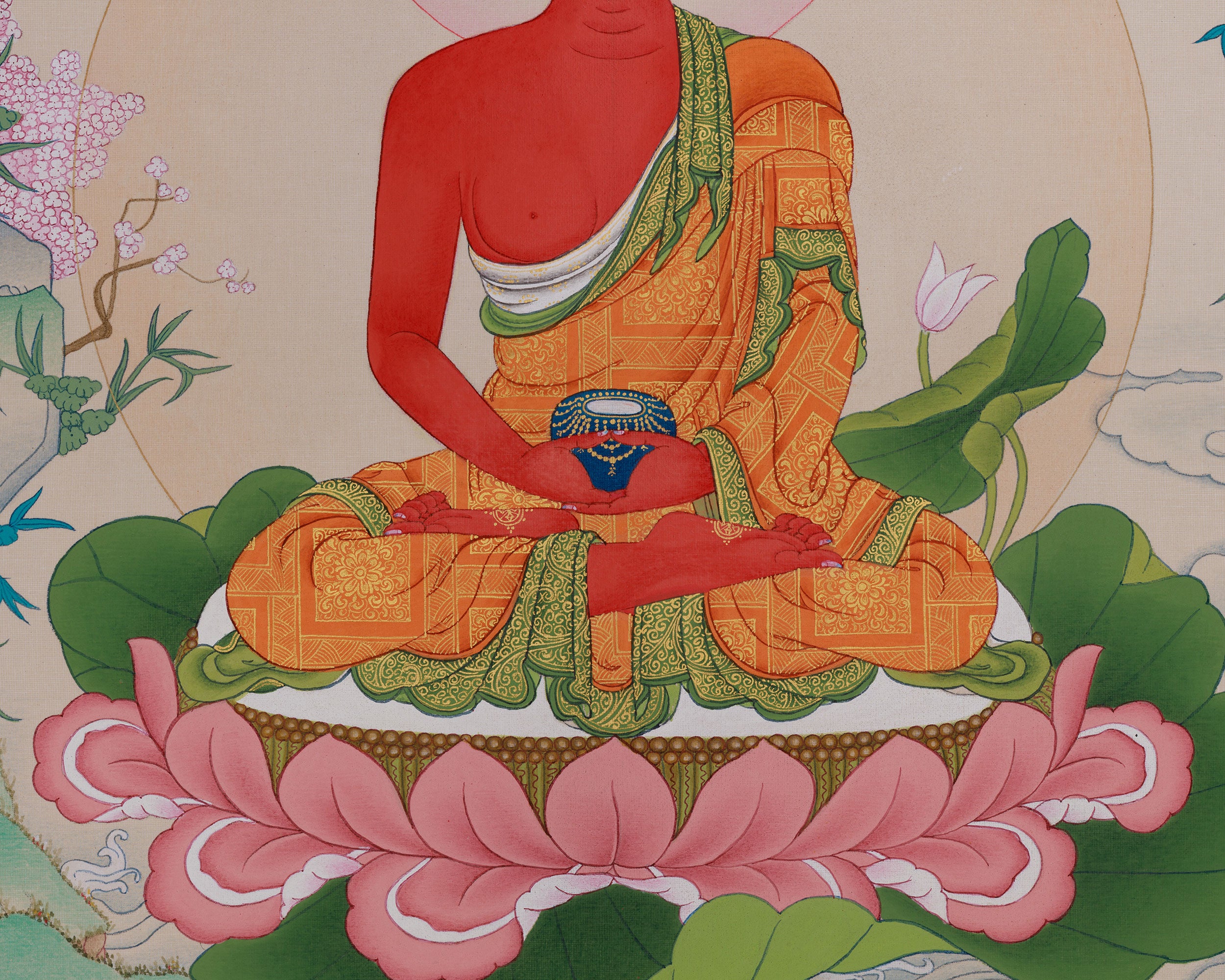 Infinite Wisdom Deity Amitabha Buddha Thangka | Buddhist Art for Meditation