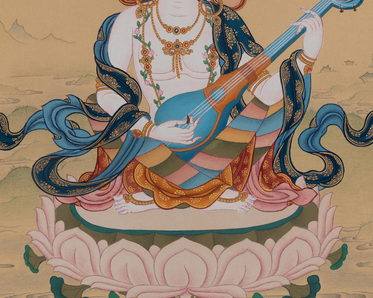 Saraswati Divine Art | Wisdom Deity | Traditional Spiritual Artwork