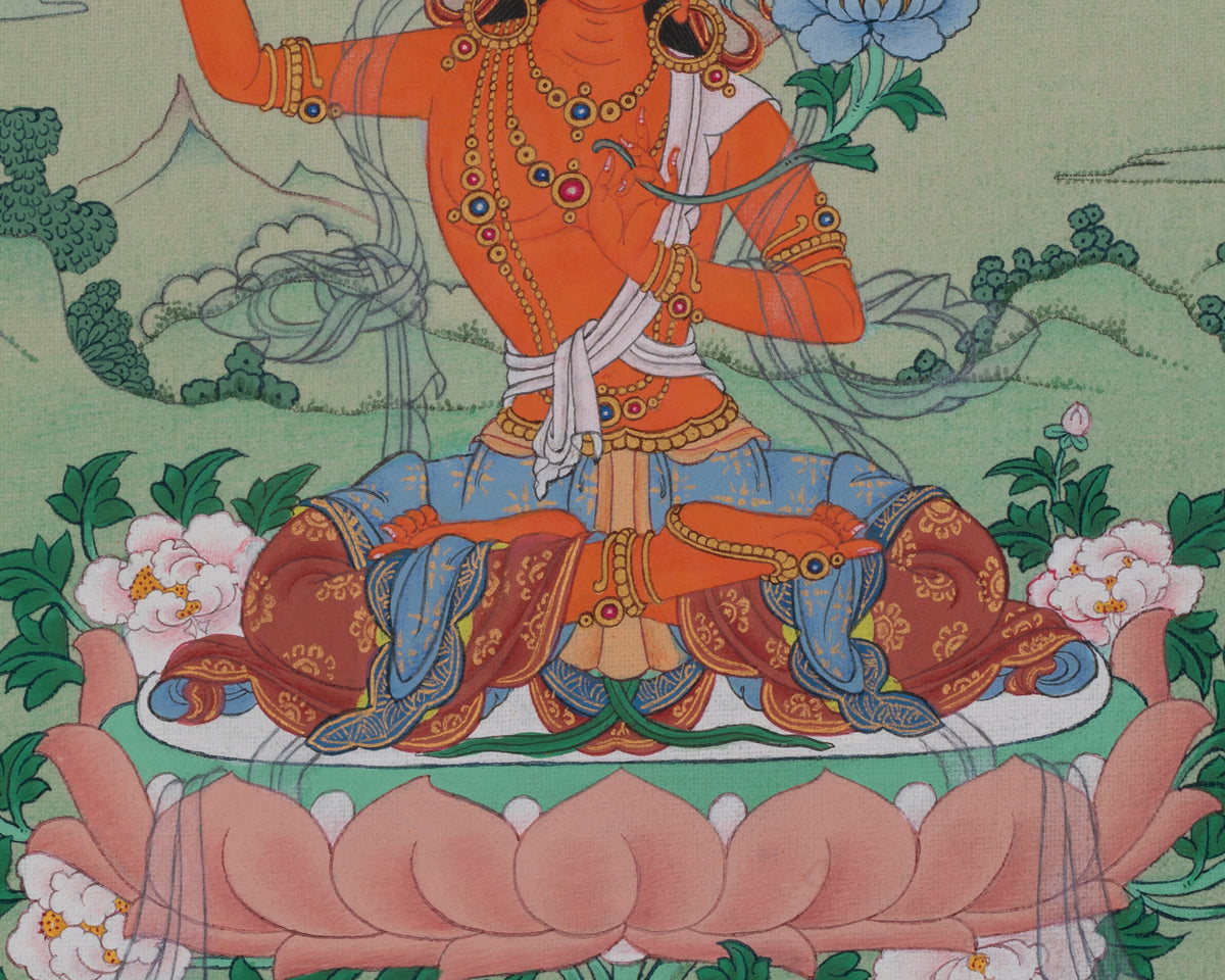 Manjushri Bodhisattva Deity Artwork | Sword Of Wisdom | Sacred Art of Insight and Enlightened Knowledge