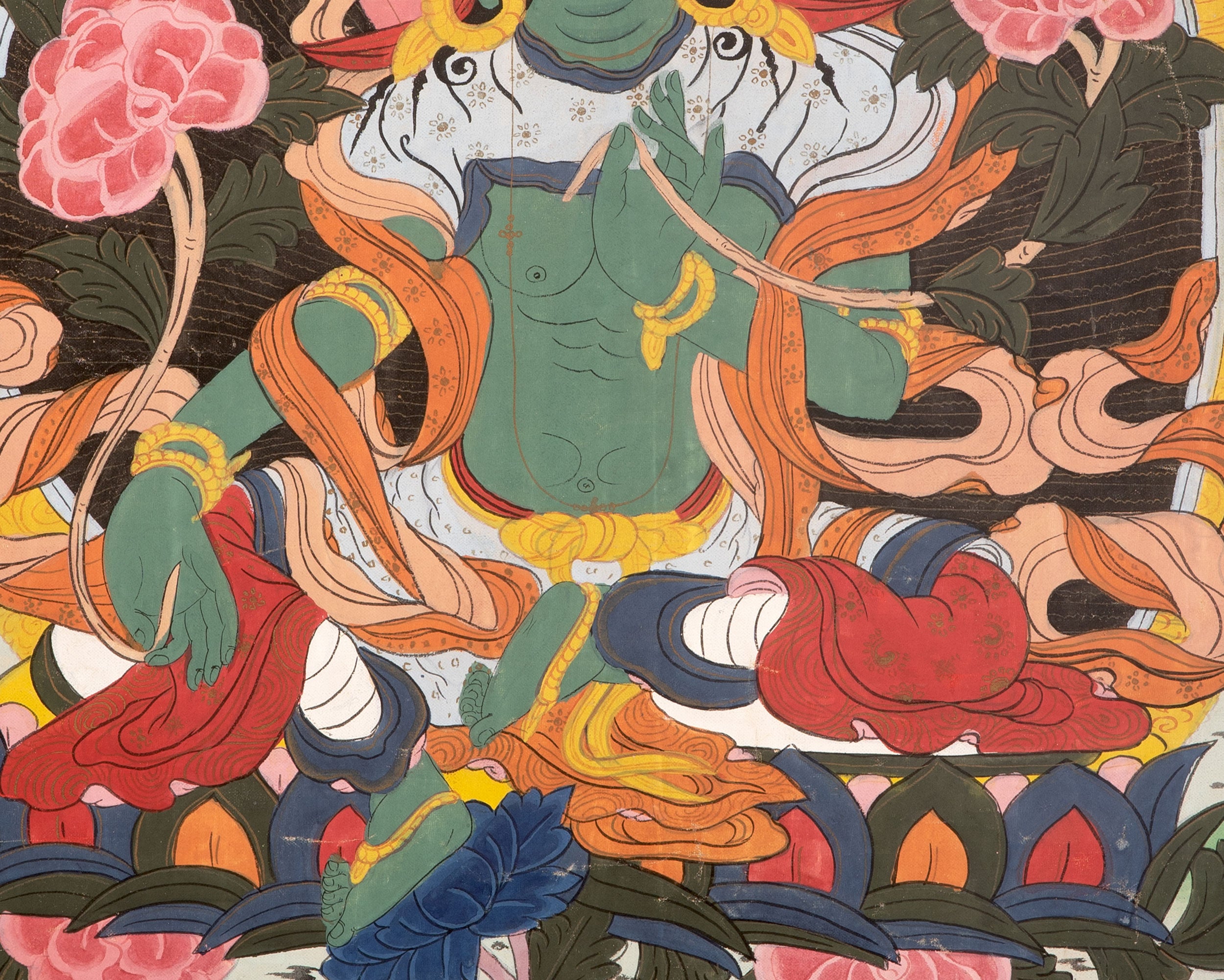 Rare Green Tara Thangka | Vintage Tibetan Wall Decor