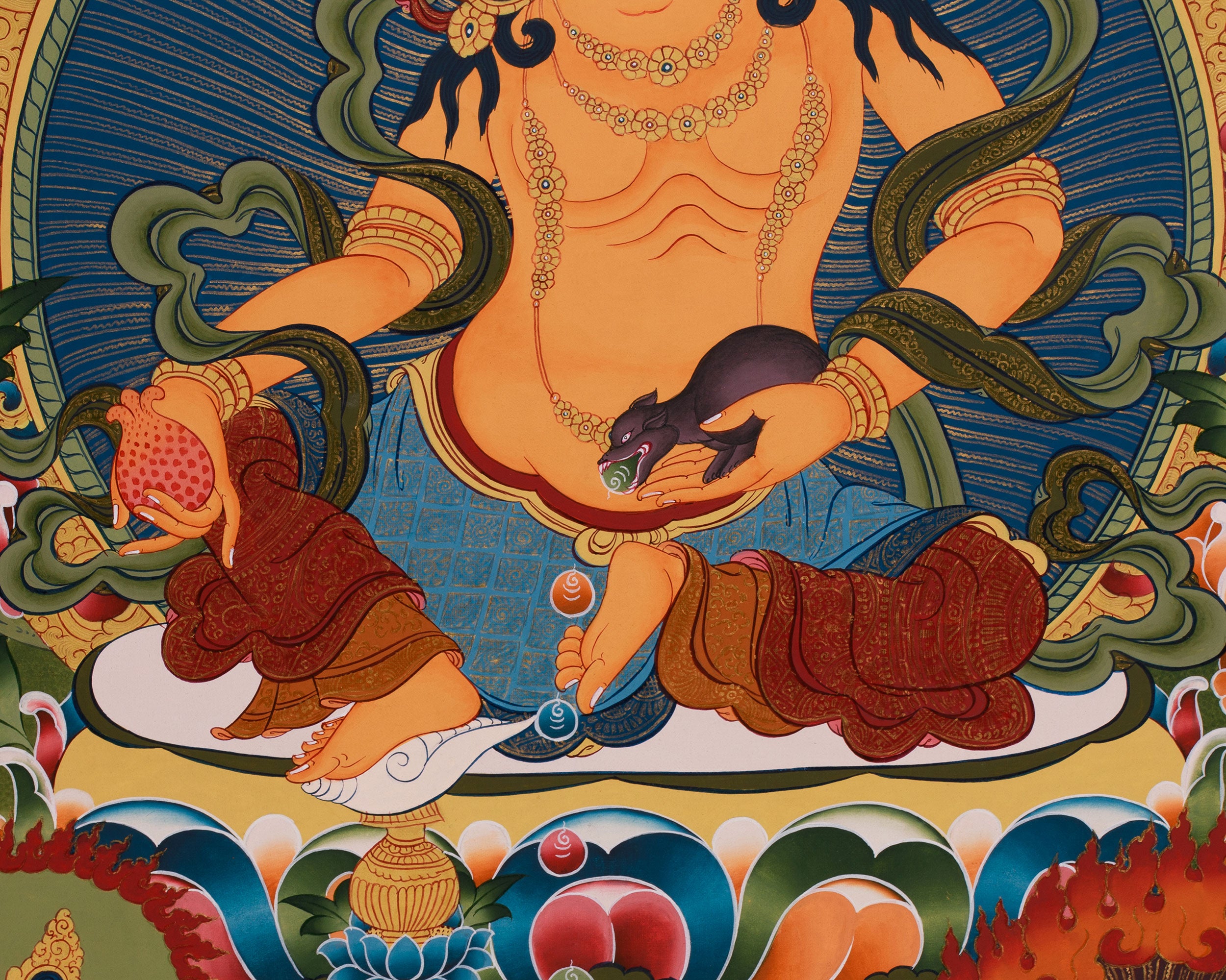 Five Dzambhala Artwork | Tibetan Wealth Deities in Sacred Harmony