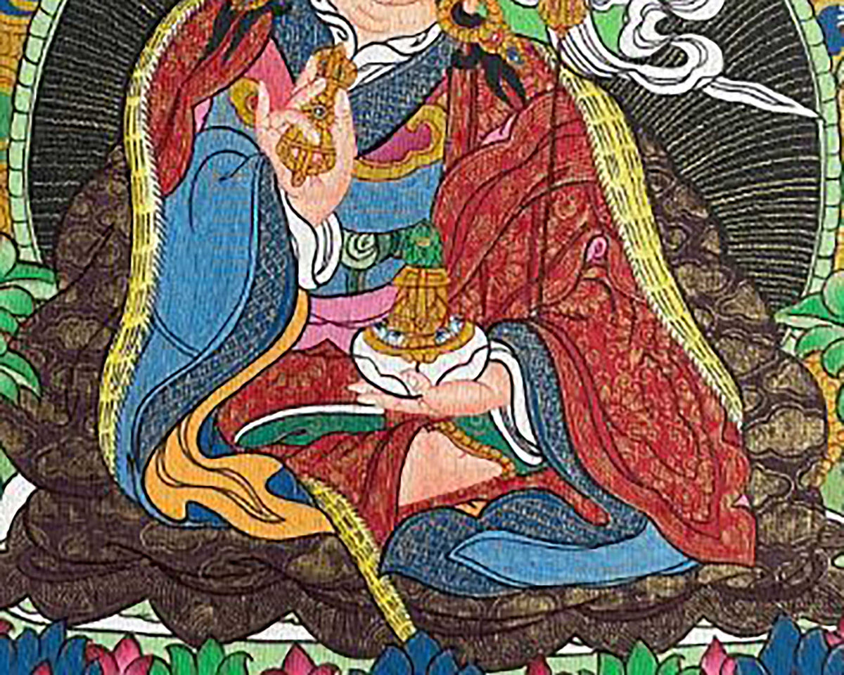 Original Hand-Painted Guru Rinpoche Thangka Painting | Fine Quality Sacred Art |