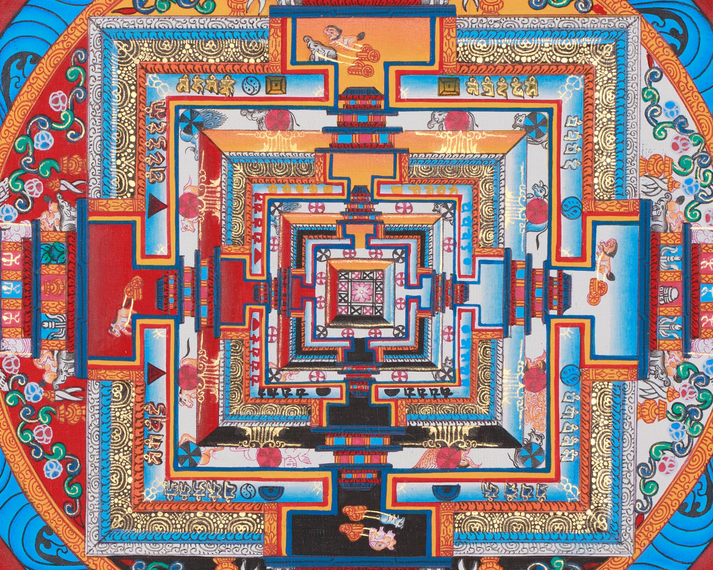 The Eight Spoked Wheel Mandala | Traditional Kalachakra Thangka