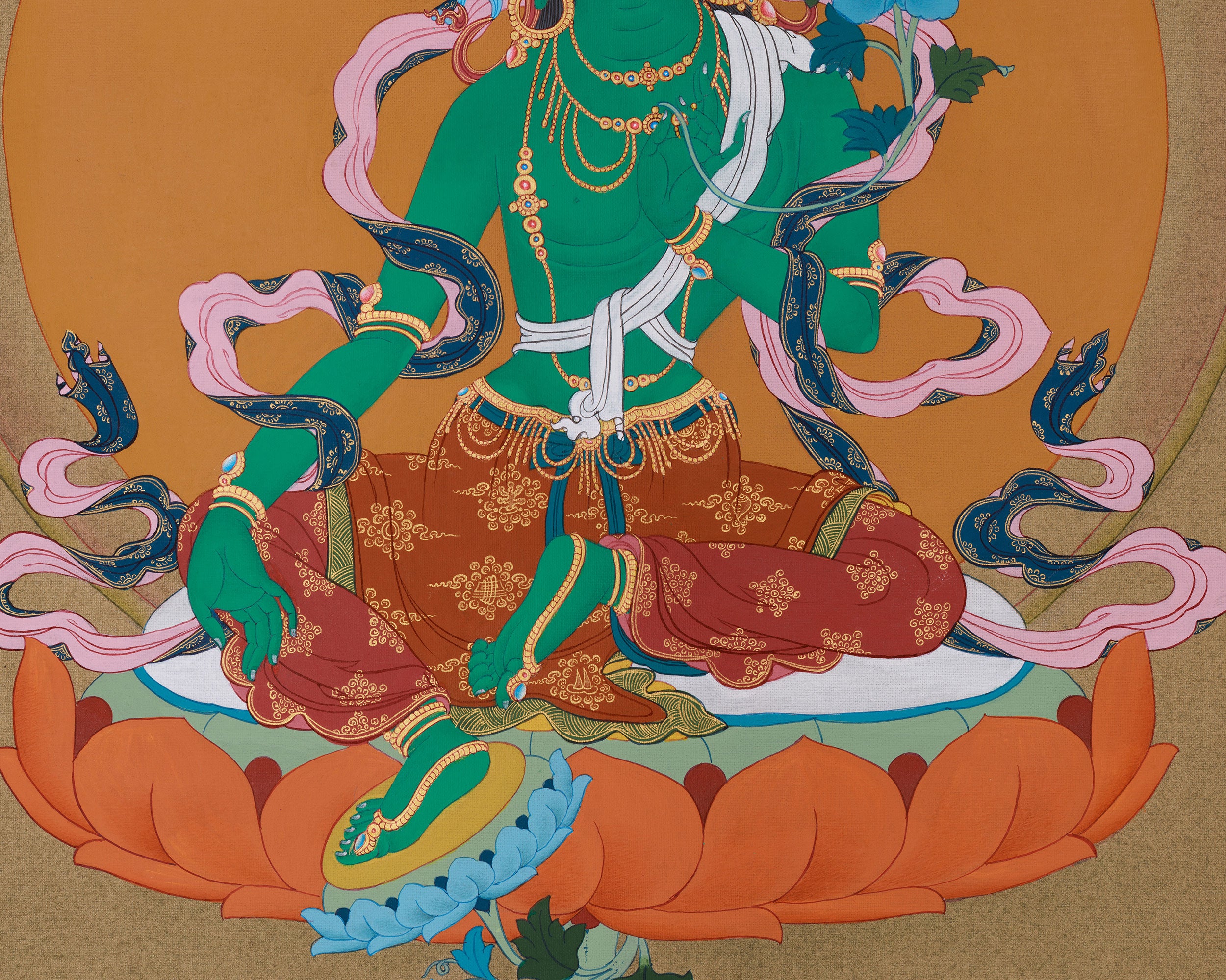 The Green Tara Goddess Painting | Divine Feminine Altar Decor