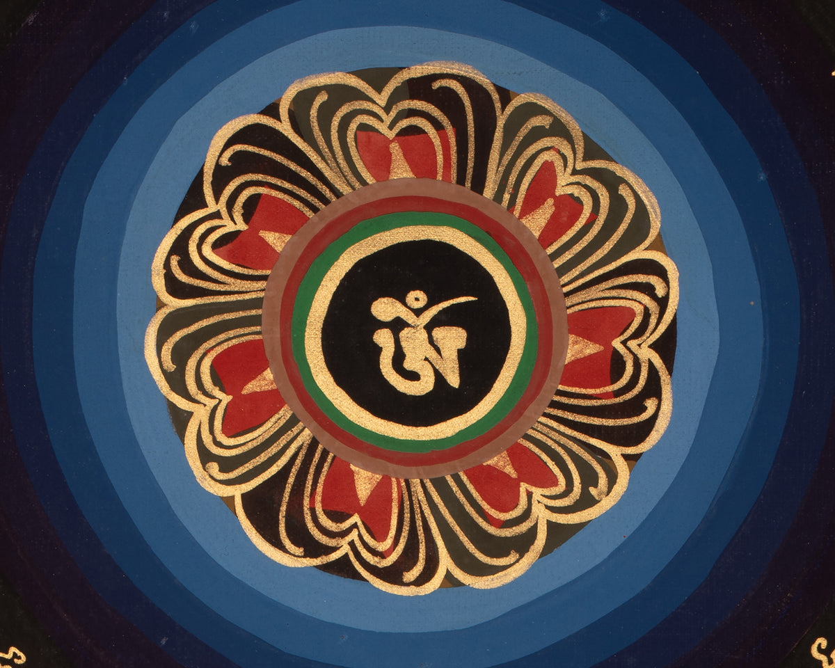 Mantra Mandala Tibetan Artwork | Sacred Tibetan Buddhist Thangka | Meditation Altar
