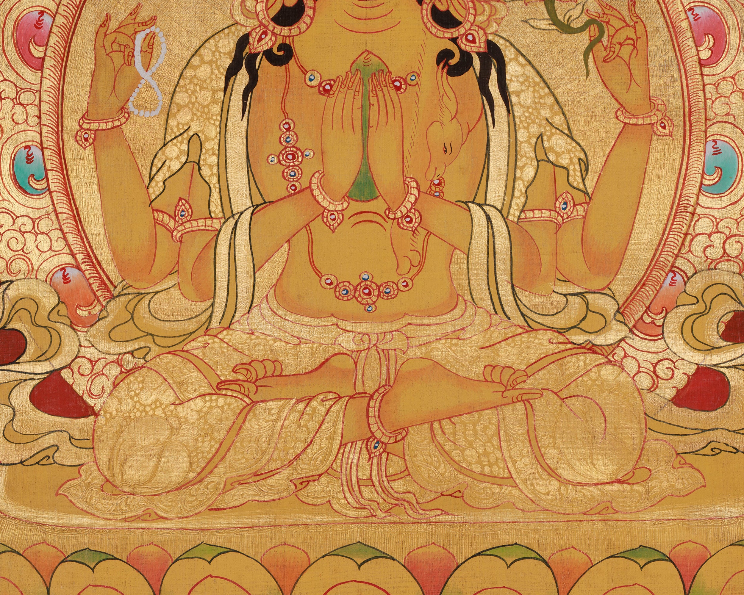 Chenrezig Sacred Buddhist Thangka | Avalokiteshvara Compassion Art