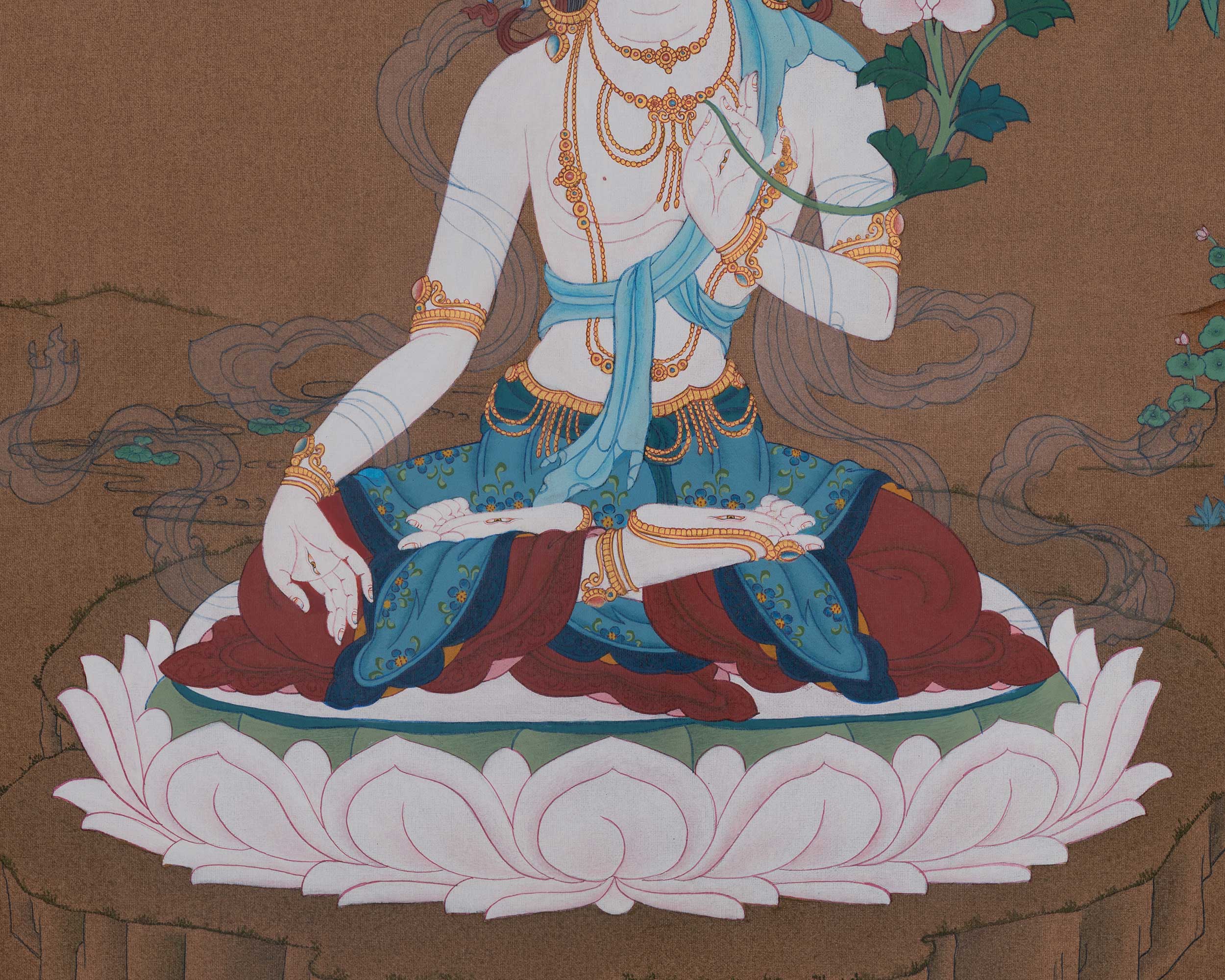 White Tara Compassionate Art | Seven Eyed Deity | Sacred Meditation Artwork