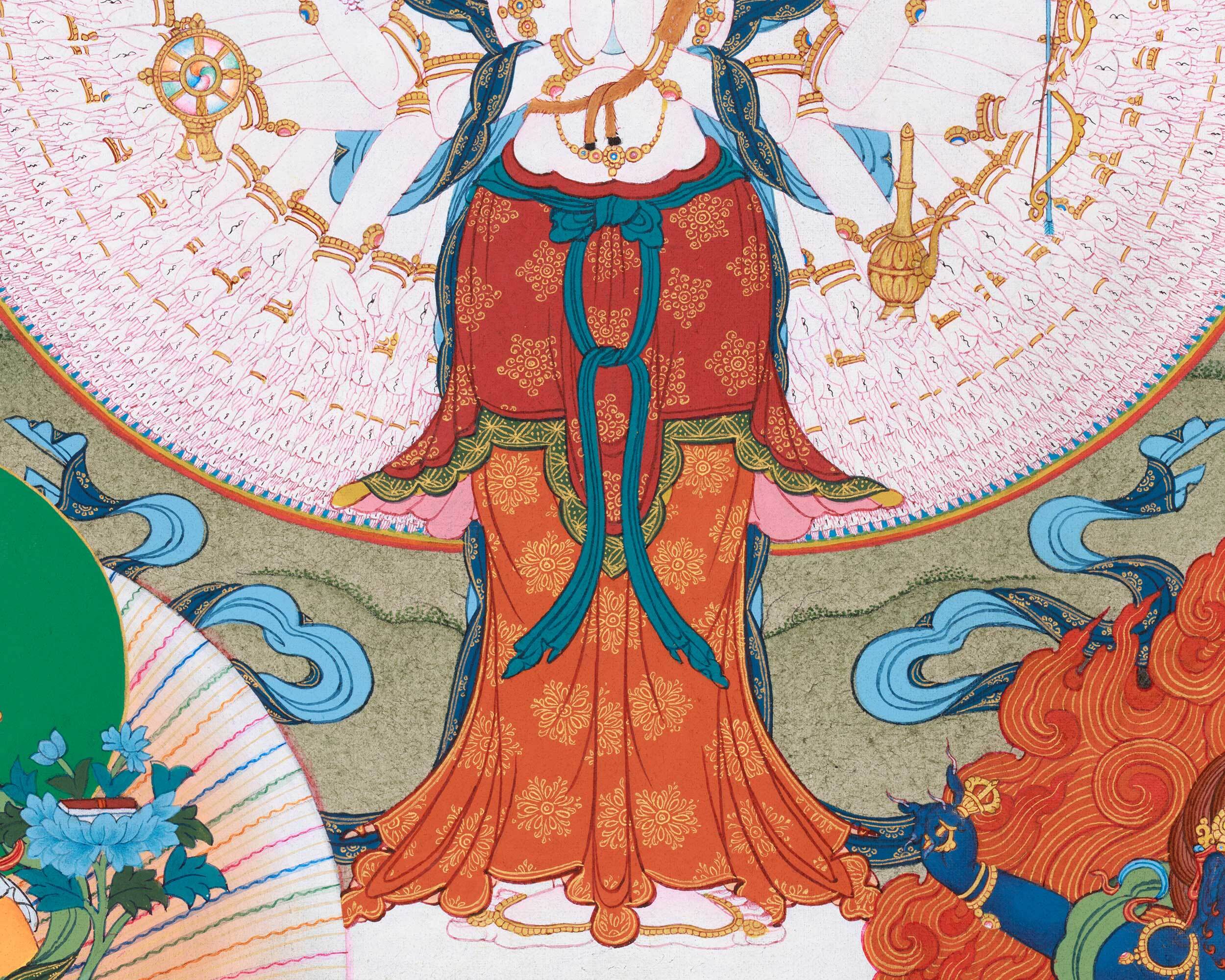 1000 Armed Avalokiteshvara Thangka | Traditional Bodhisattva Chenrezig Artwork