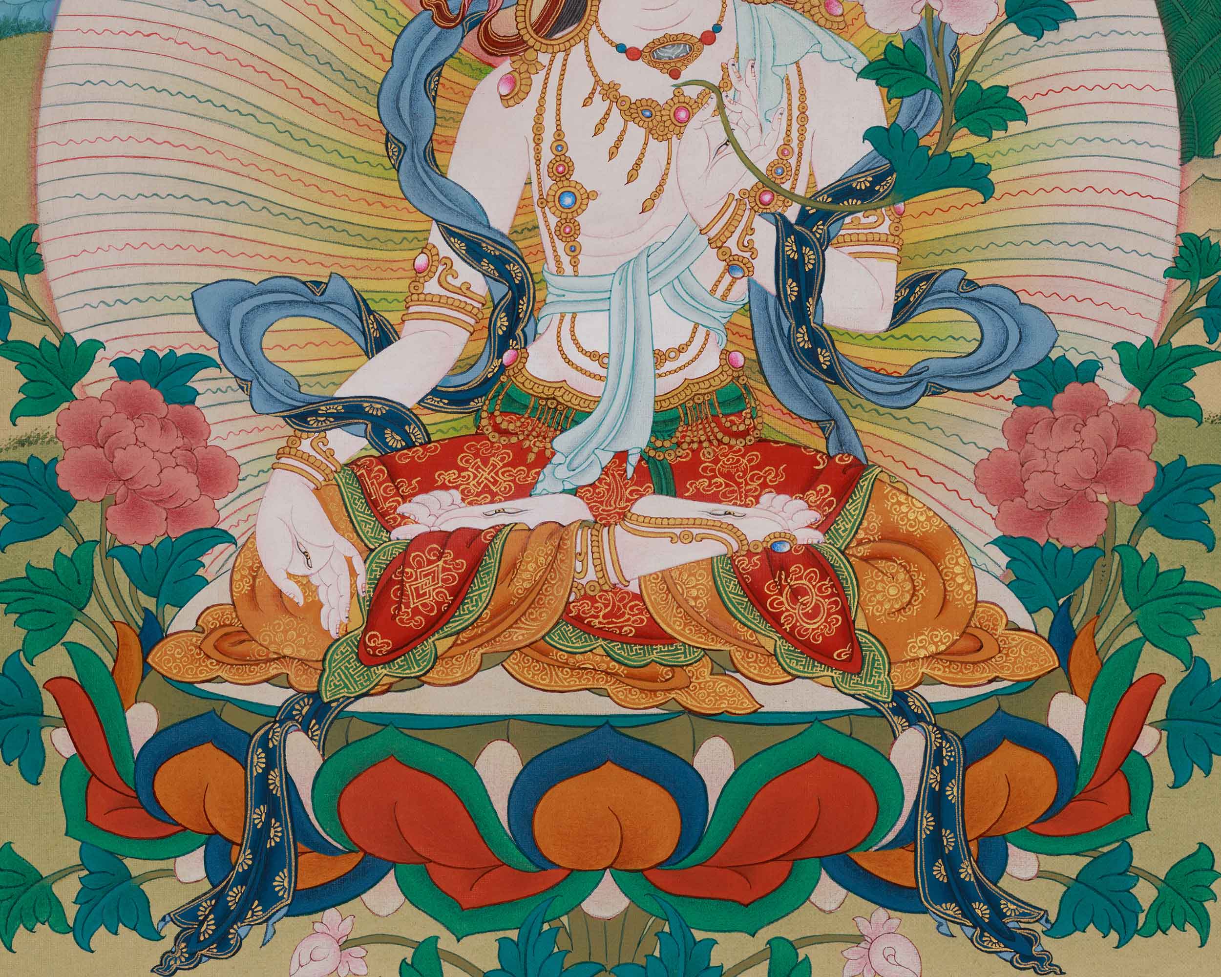 Goddess White Tara thangka | Symbol Of Compassion