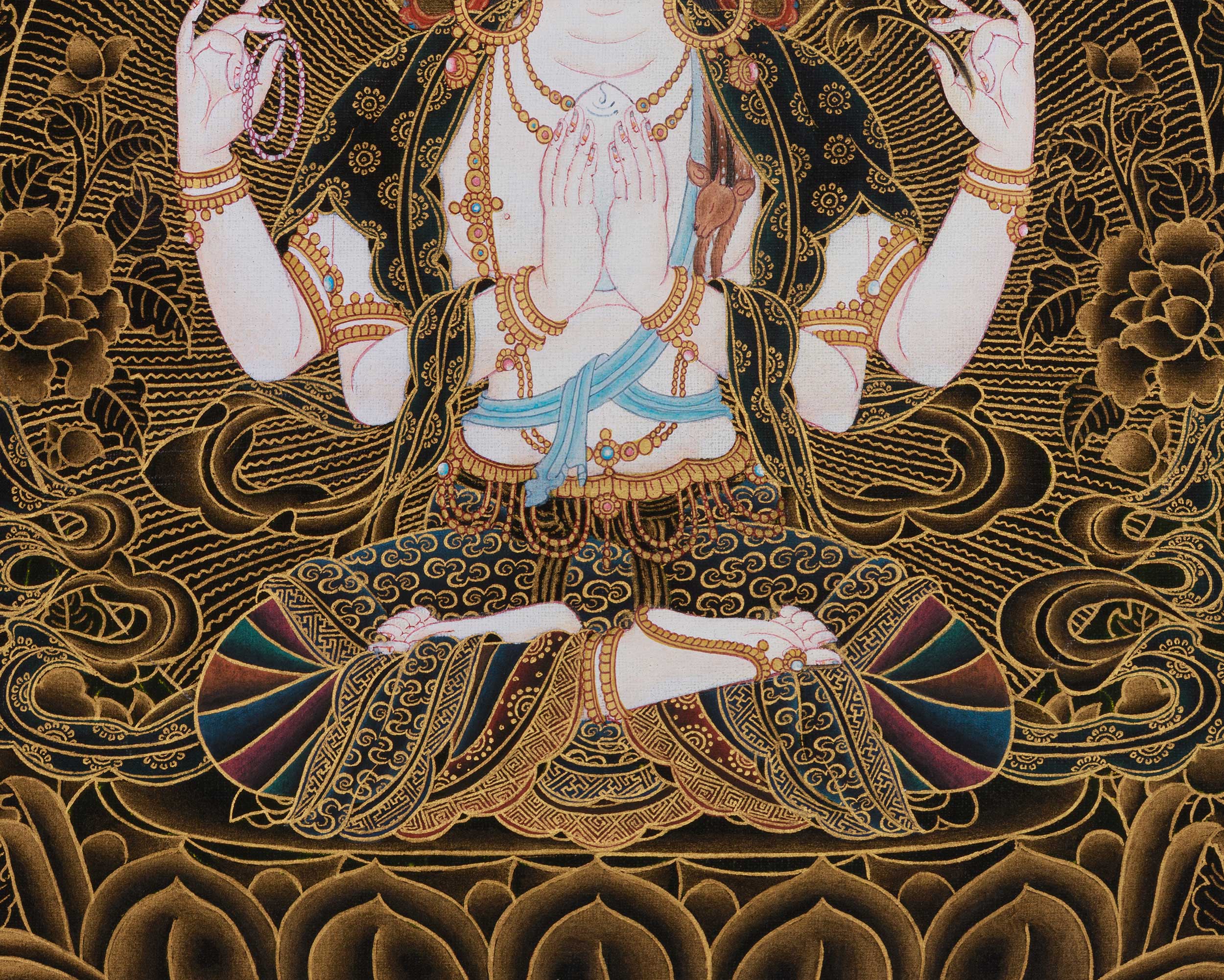 Sacred Thangka Of Chenrezig | Avalokiteshvara Art | Divine Wisdom