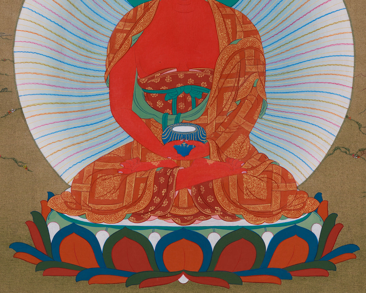 Pure Land Buddha Amitabha Thangka | Om Ami Dewa Hrih