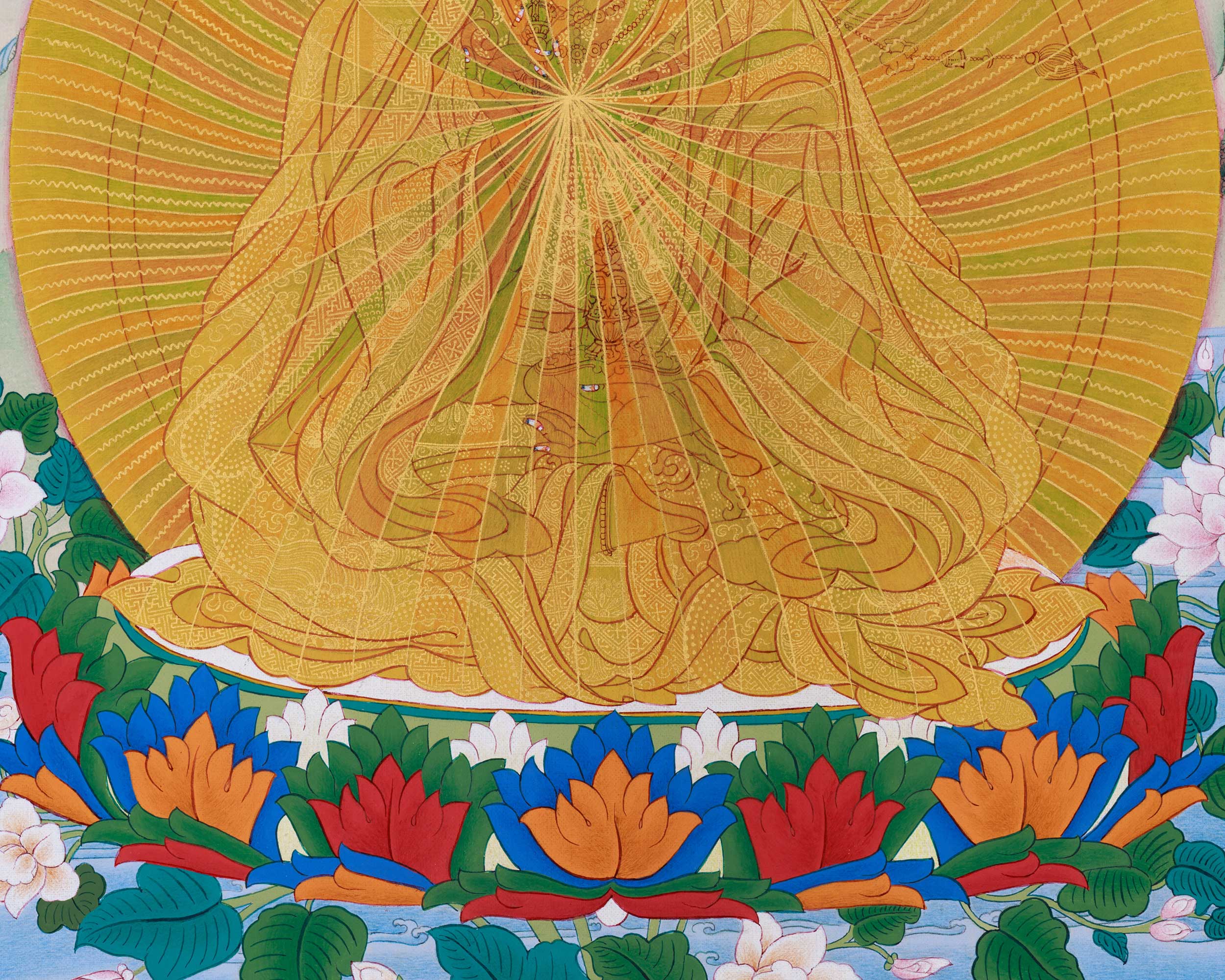 Guru Rinpoche Rainbow Body Thangka, A Mystical Art
