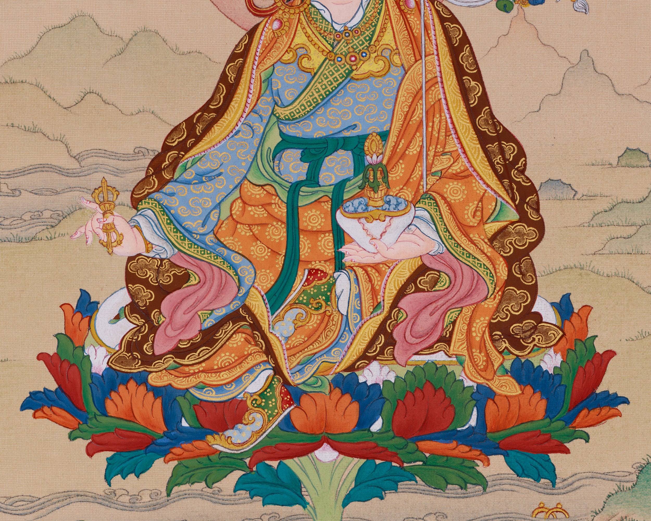 Master of Tantras Guru Rinpoche Thangka | The Second Buddha