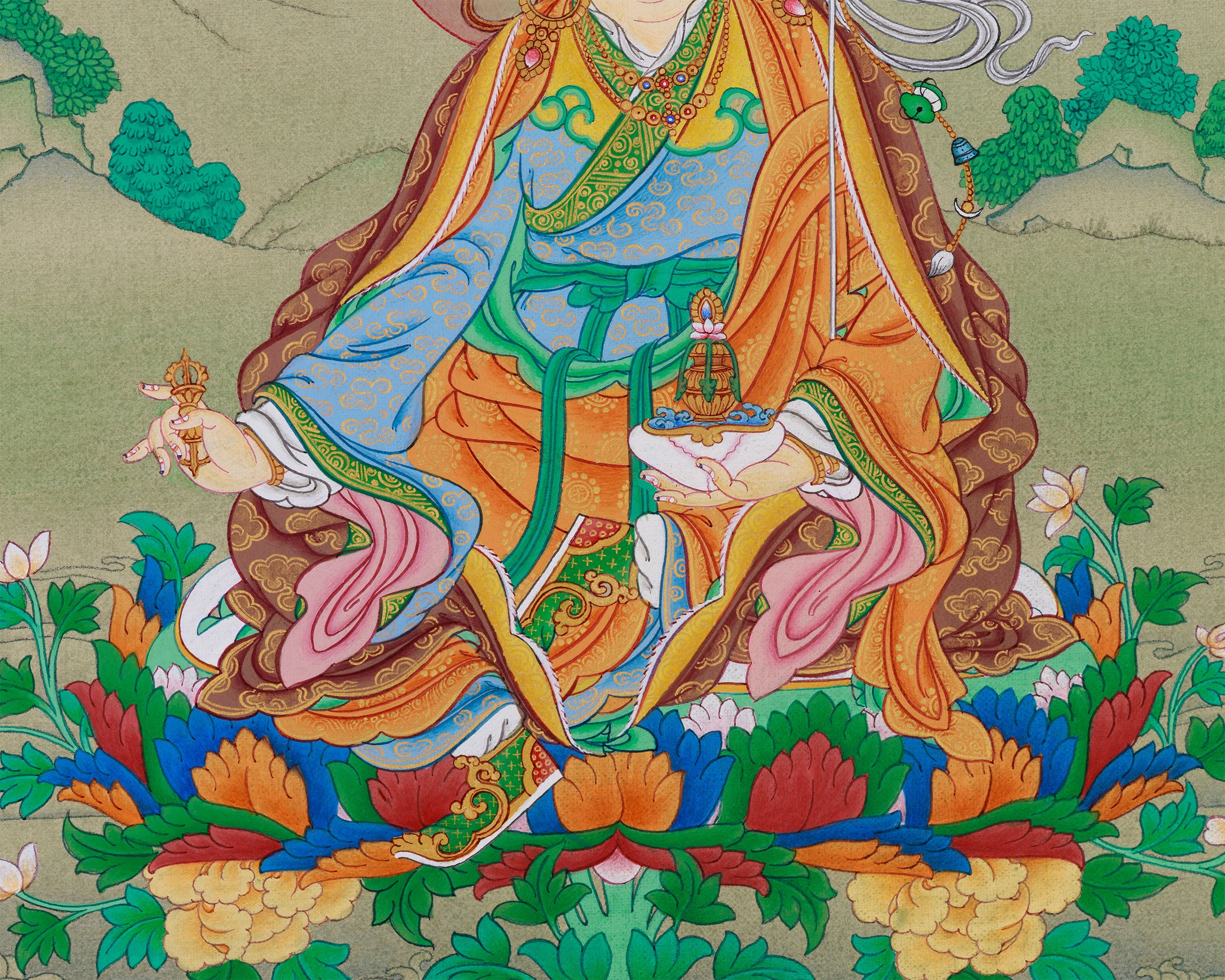 Tantric Padma Rinpoche Thangka | A Sacred Depiction of the Lotus Born Master