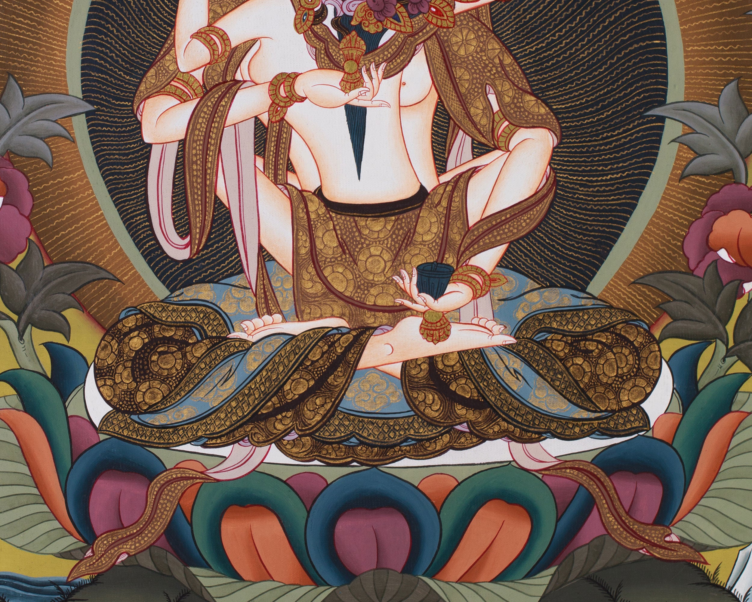 Vajrasattva Yab Yum Thangka with Consort | Sacred Purification Deity