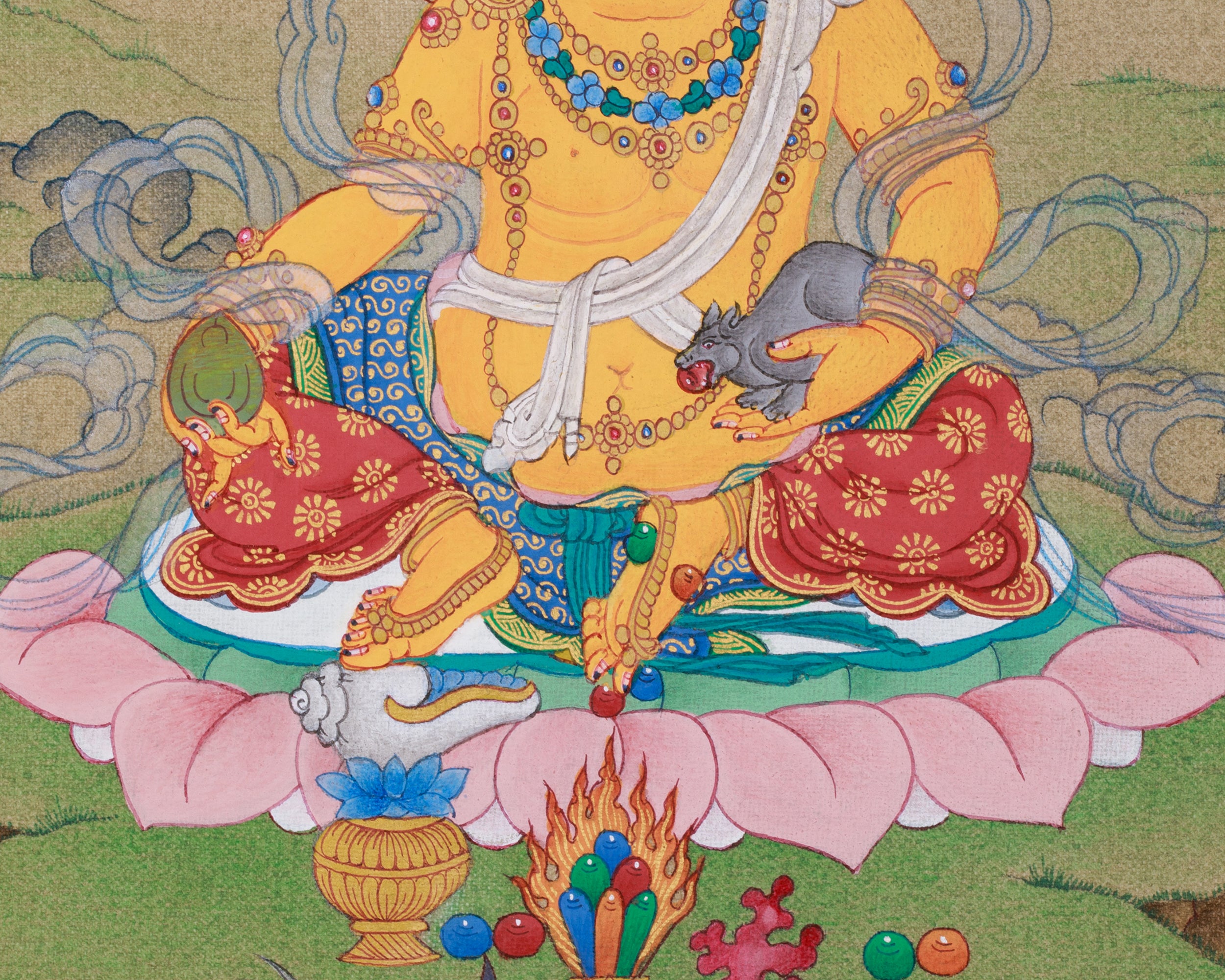 Traditional Dzambhala Thangka | Buddha of Wealth and Prosperity