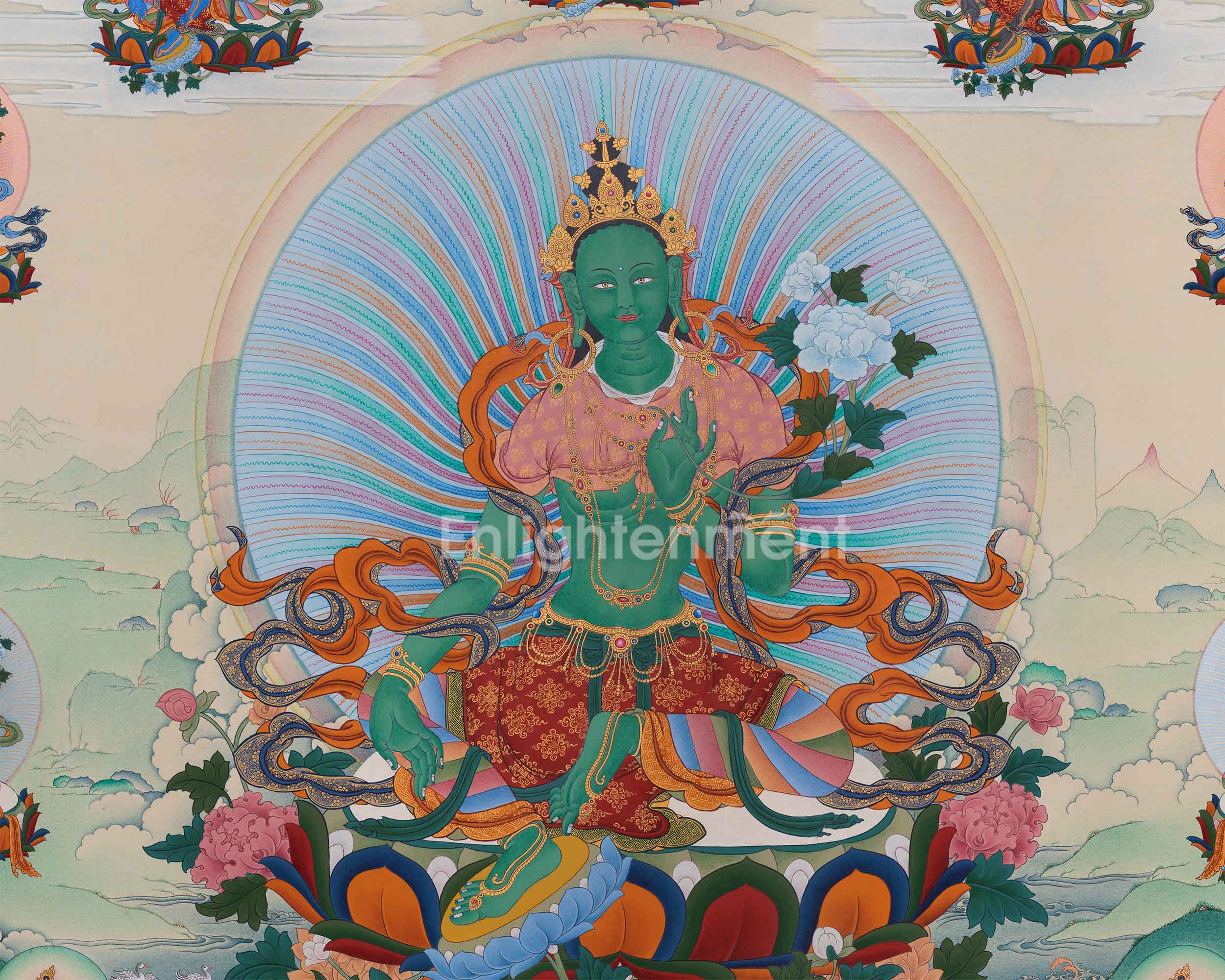 Exclusive Traditional 21 Tara Thangka | Goddesses of Compassion and Protection | Religious Artwork