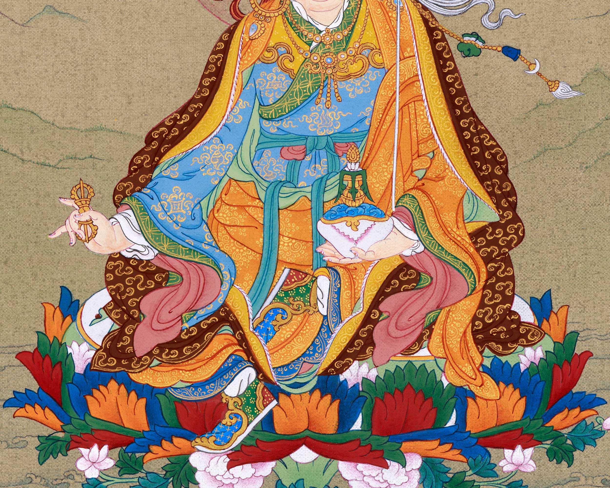 The Lotus-Born Master | Guru Padmasambhava Thangka | Tibetan Artwork