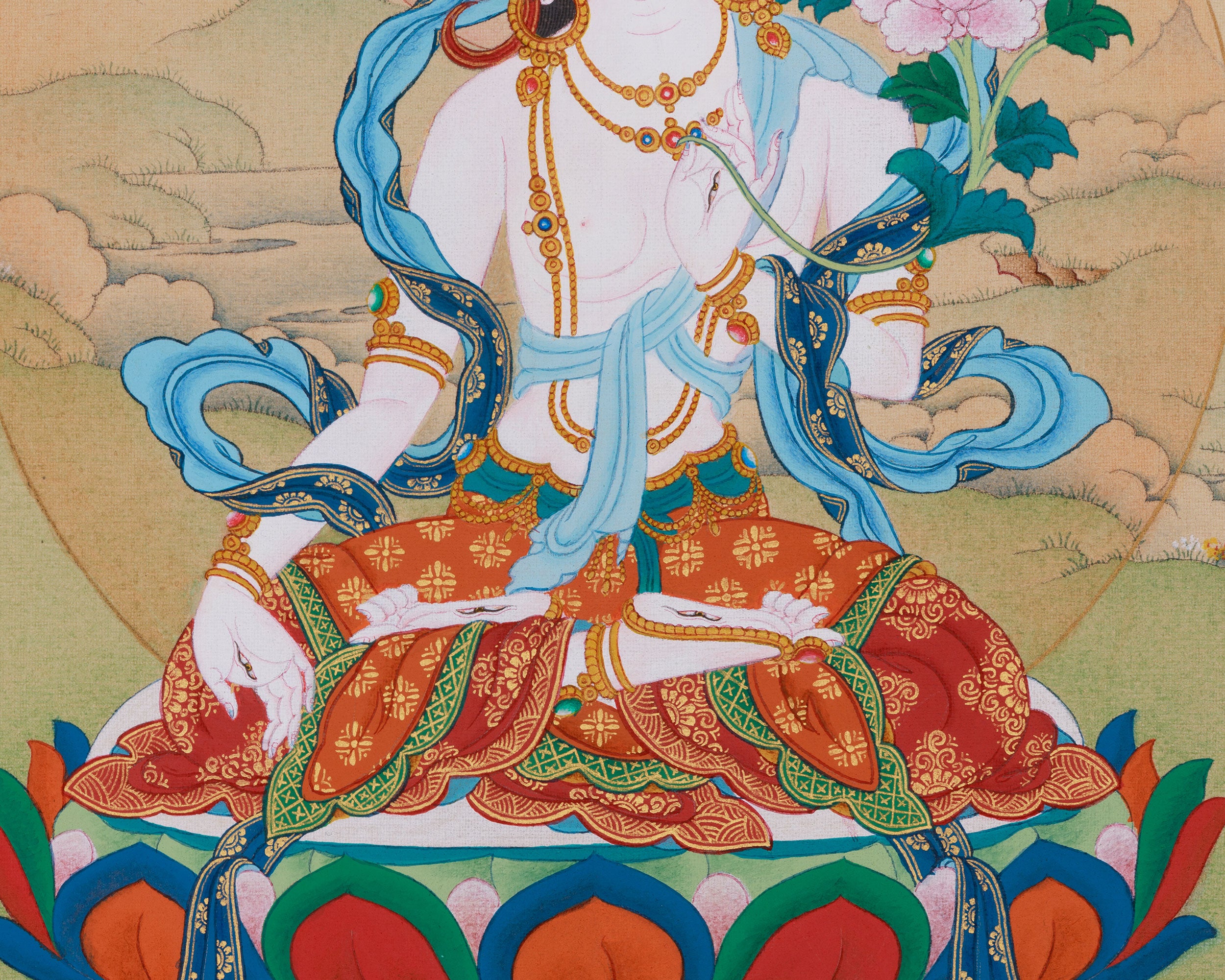 Tibetan Goddess Sita Tara Thangka | Female Buddhist Deity of Healing