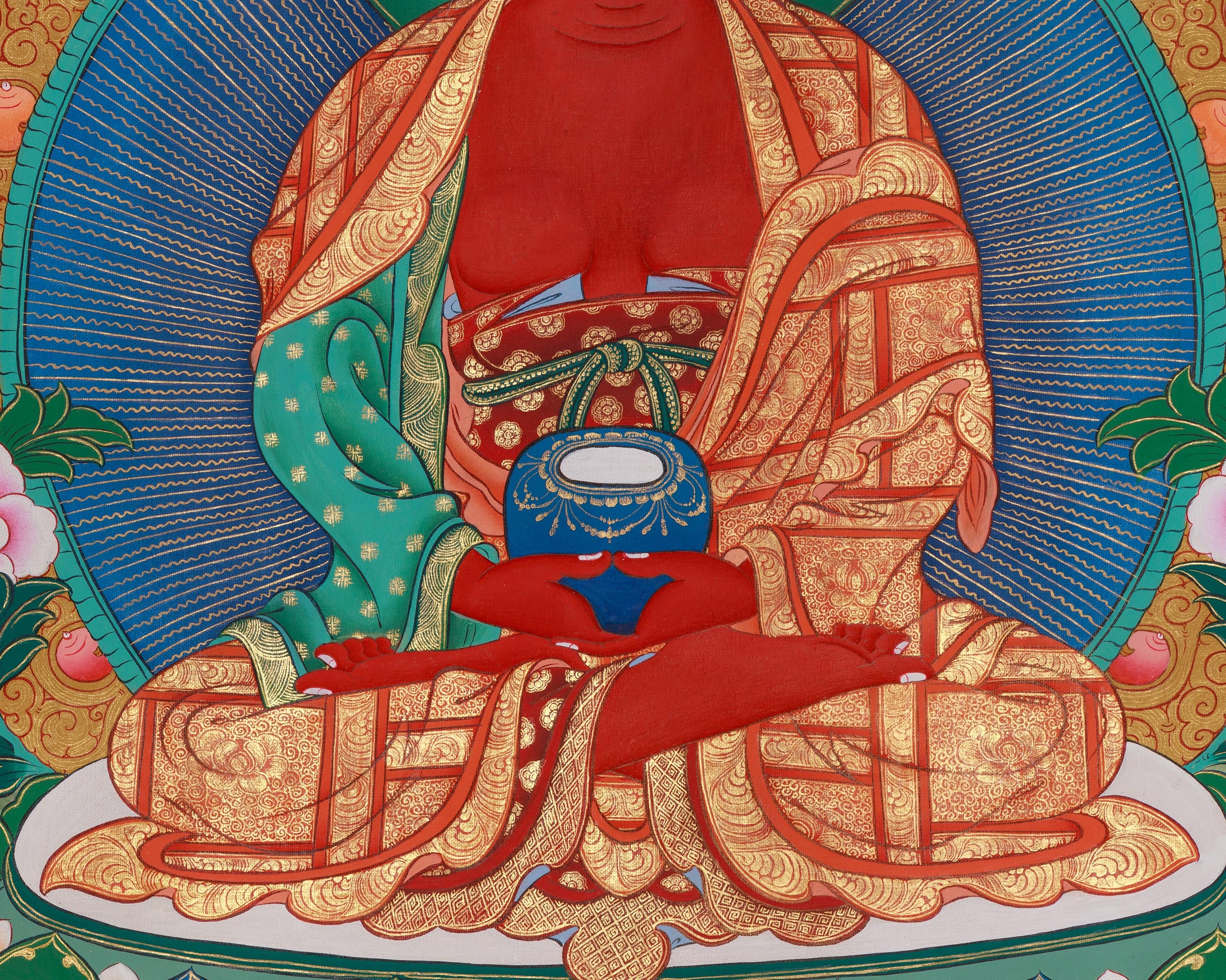 Infinite Light Amitabha Buddha With Bodhisattva Thangka | Pure Land Buddha