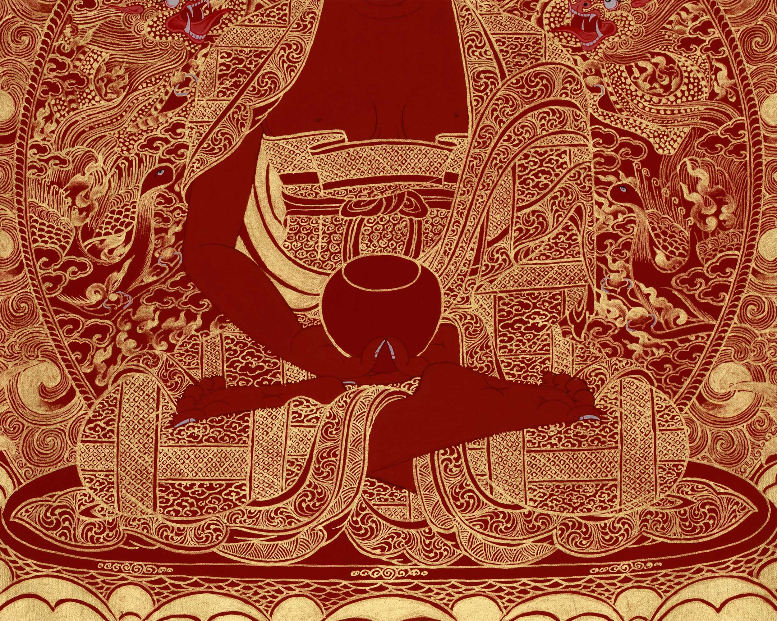 Red Amida Buddha Thangka | Lord of the Western Pure Land and Infinite Light