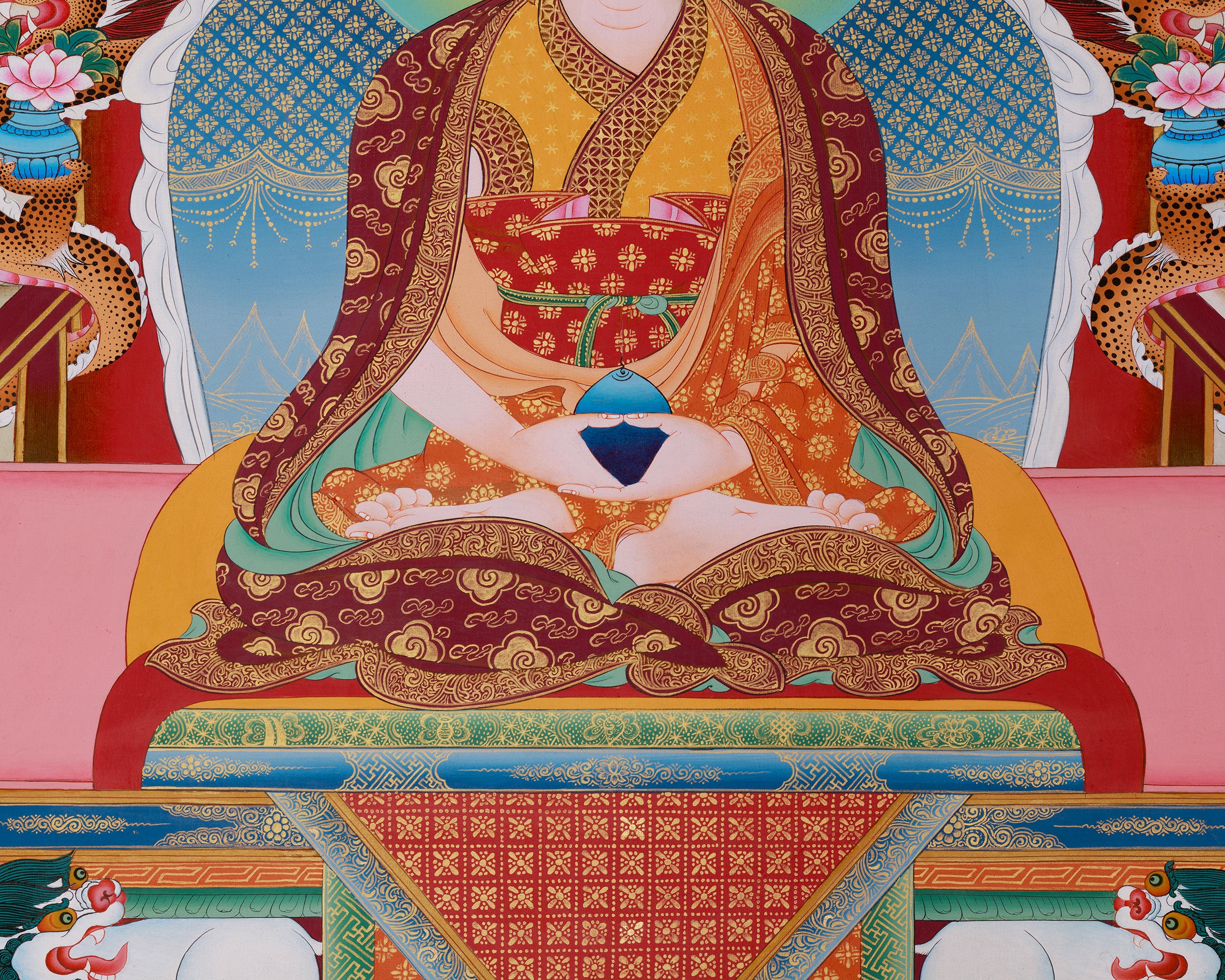 Traditional Thangka of Gompopa | Kagyu Lineage Master Buddhist Art