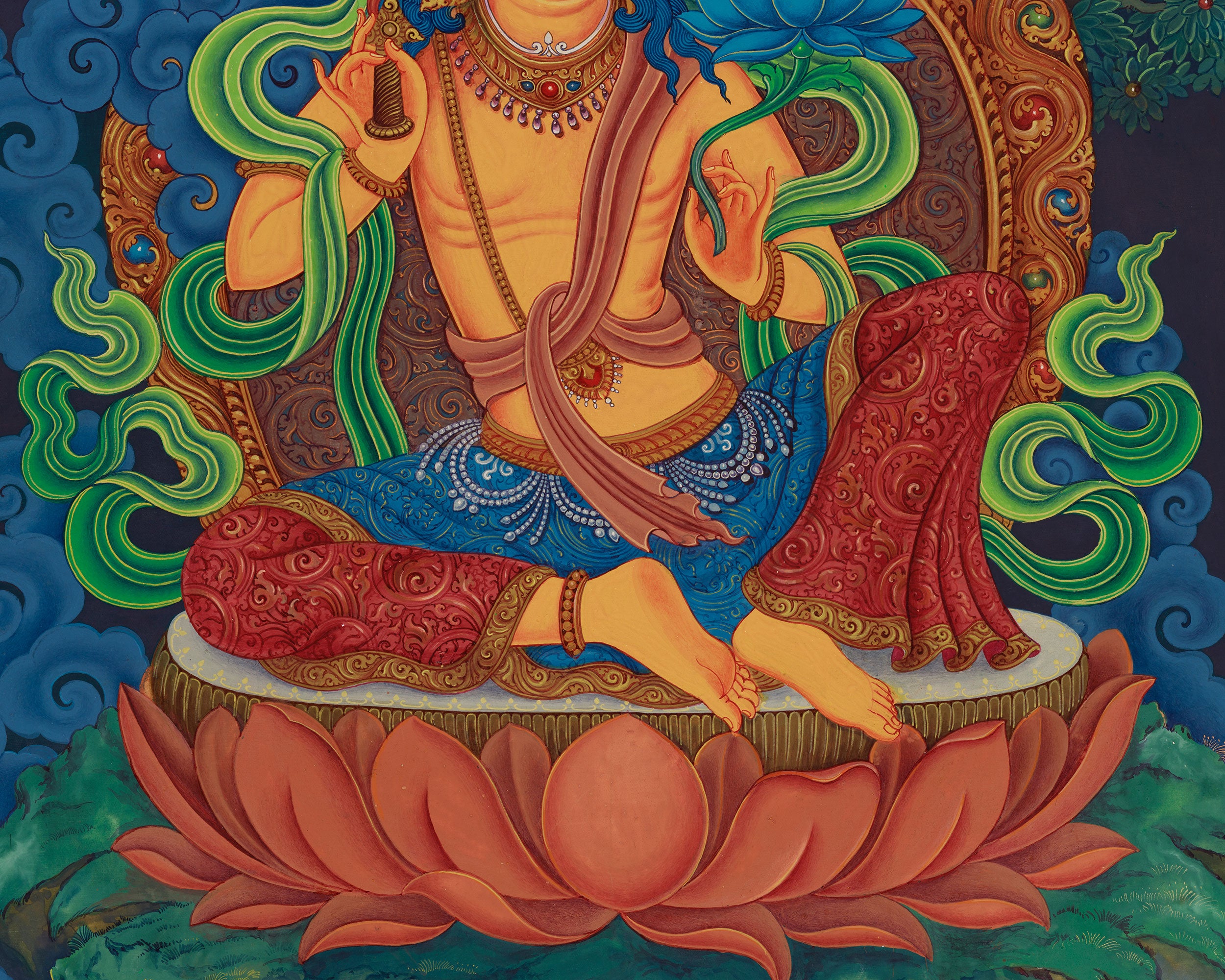 Canvas Print of Manjushri Bodhisattva | Sacred Wisdom Deity Art