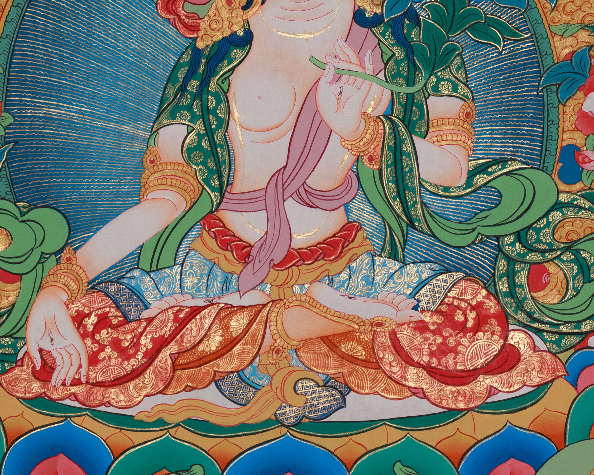 Sacred White Tara Thangka | Buddhist Goddess of Peace and Healing