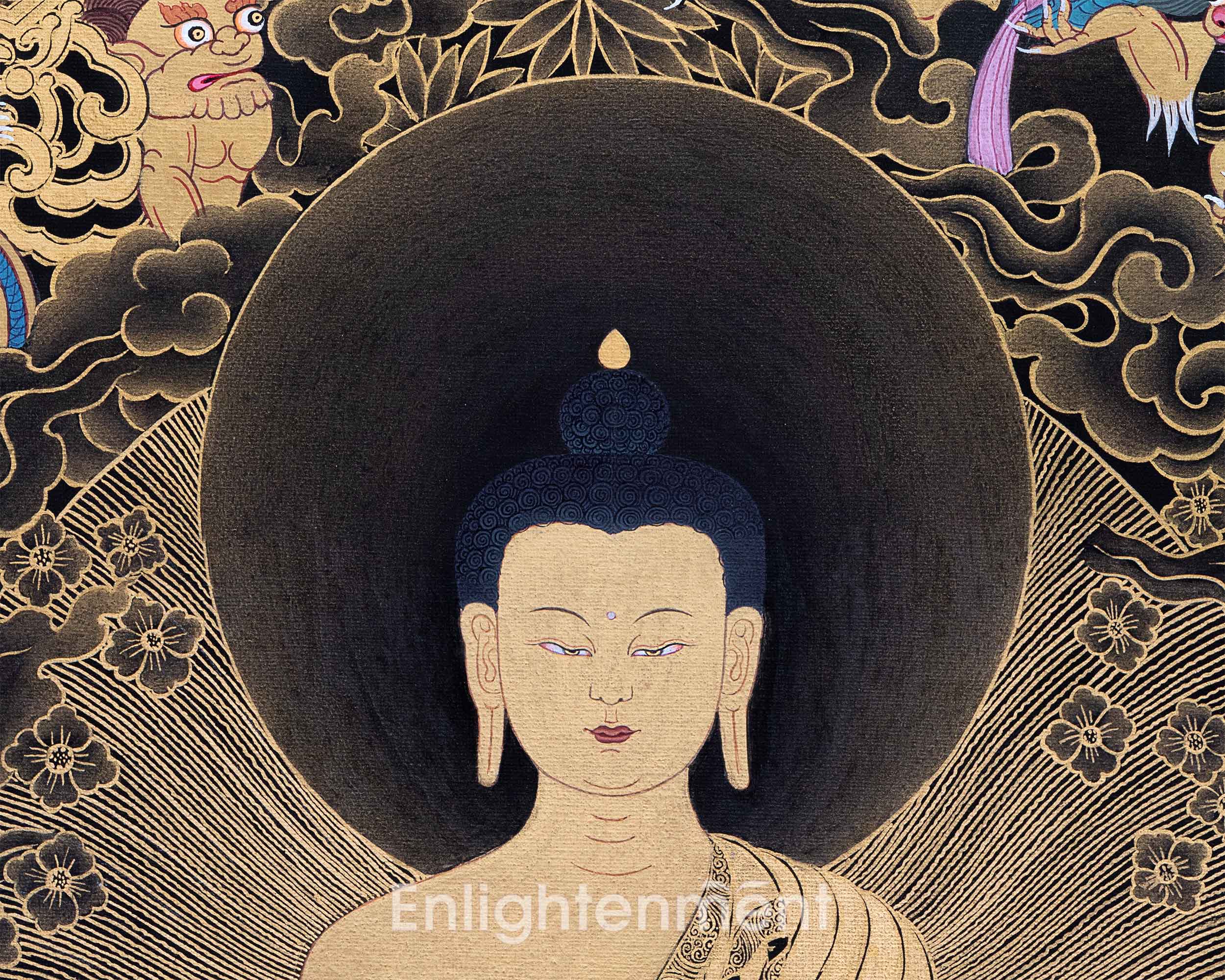 Buddha Shakyamuni And Mara Thangka Art | Traditional Hand Painted Artwork | Harmony Of Light And Darkness
