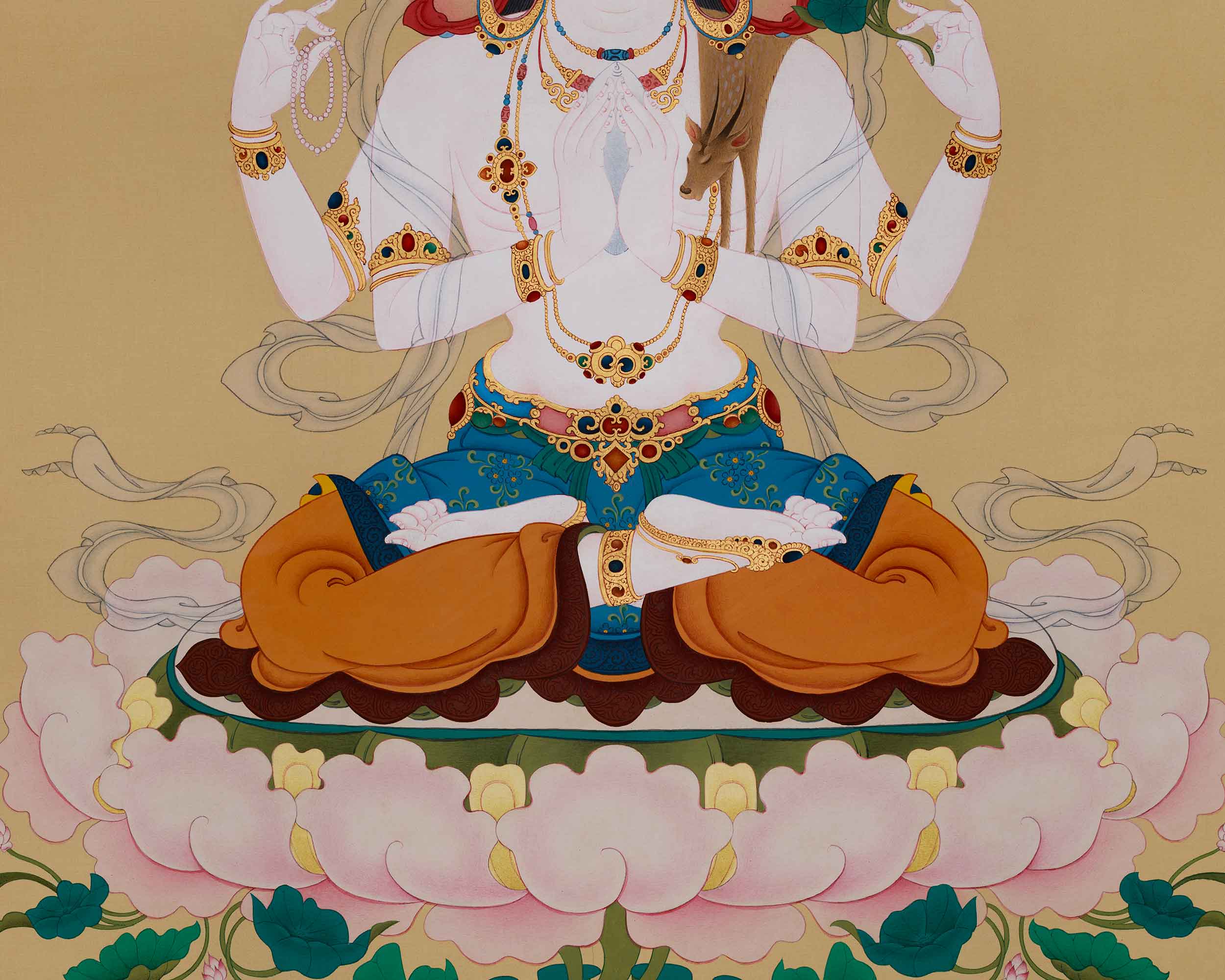 Chenrezig Buddhist Thangka Print | Bodhisattva Deity | Compassion Buddha