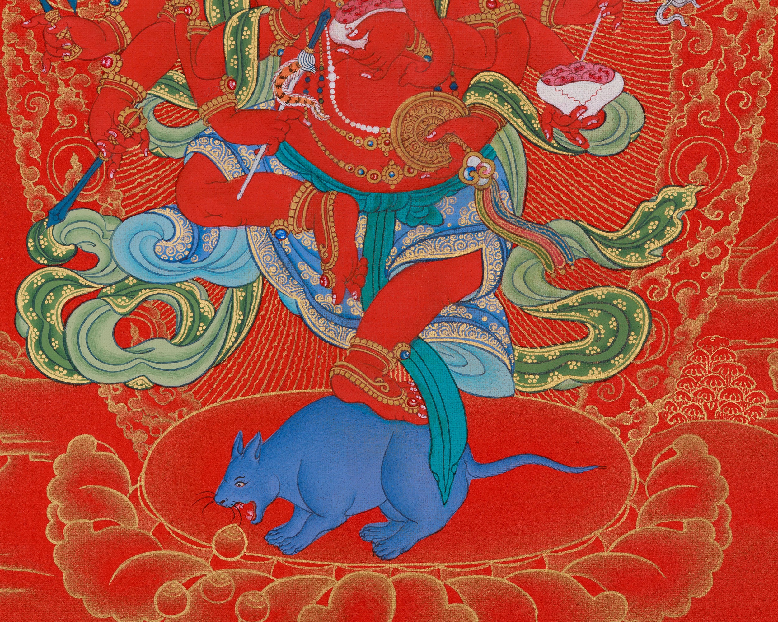 Traditional Thangka of Ganesha | Divine Remover of Obstacles