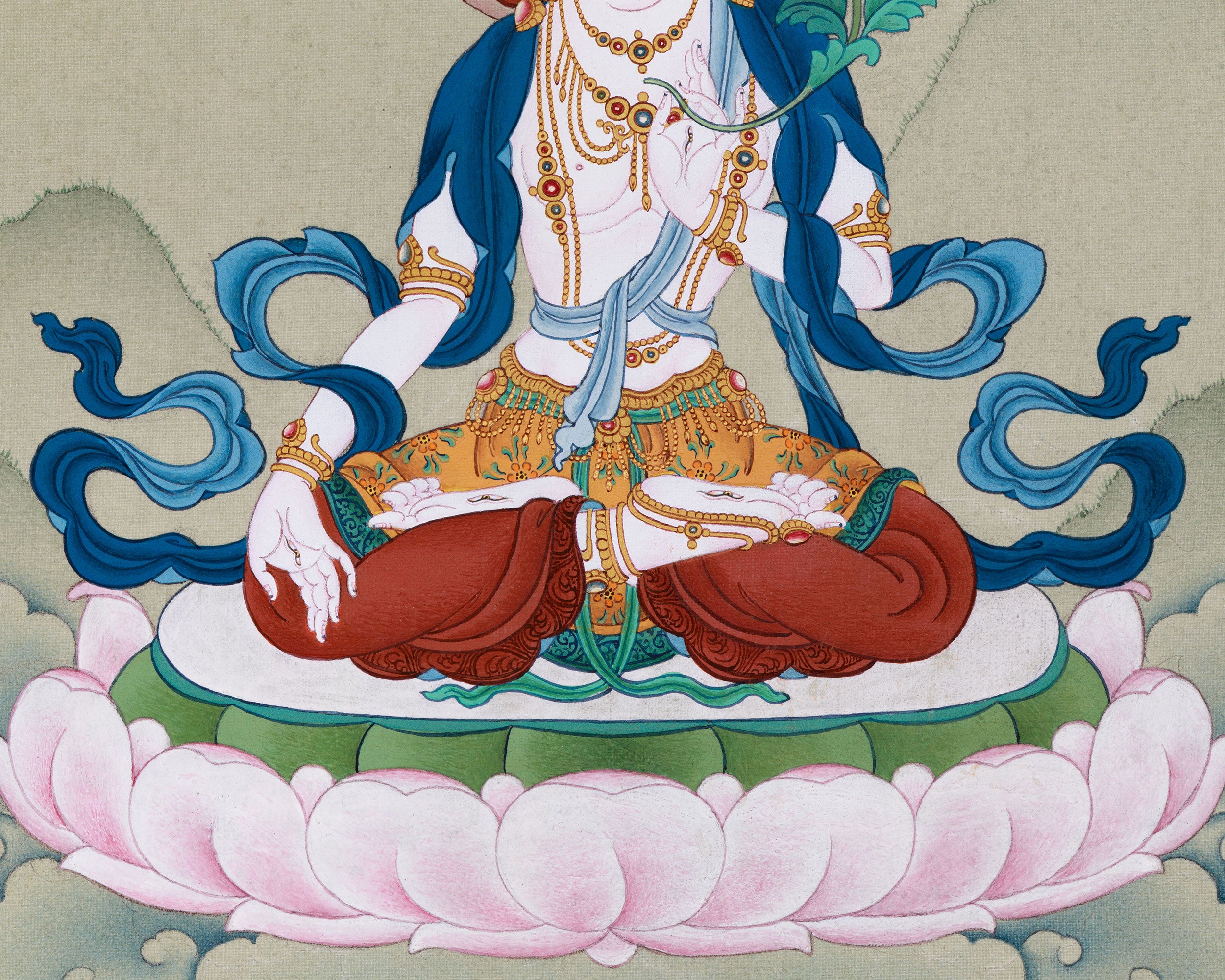 Magnificent Seven-Eyed White Tara Thangka | Vision of Compassion and Enlightenment