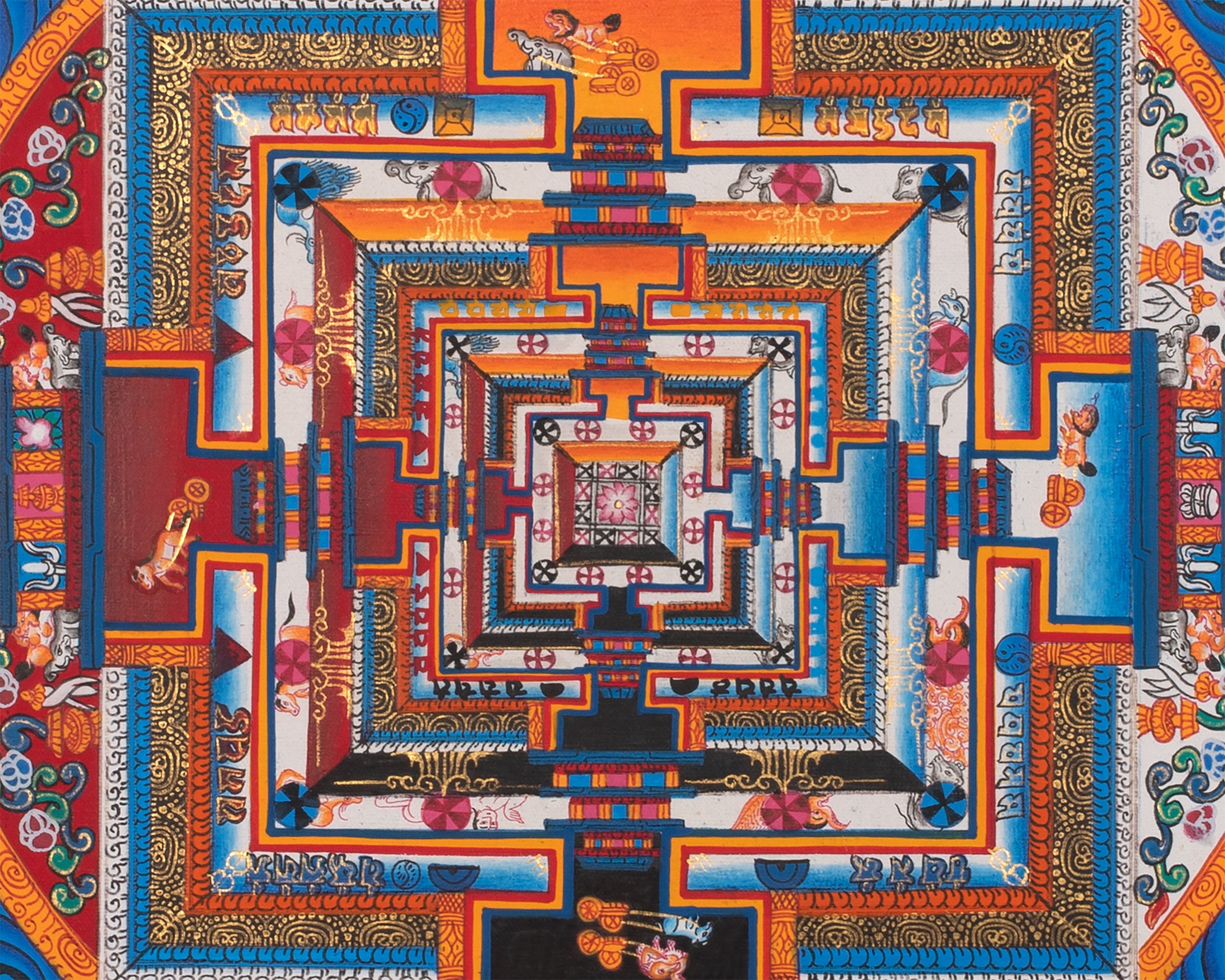 The Eight Spoked Wheel Mandala | Traditional Kalachakra Thangka