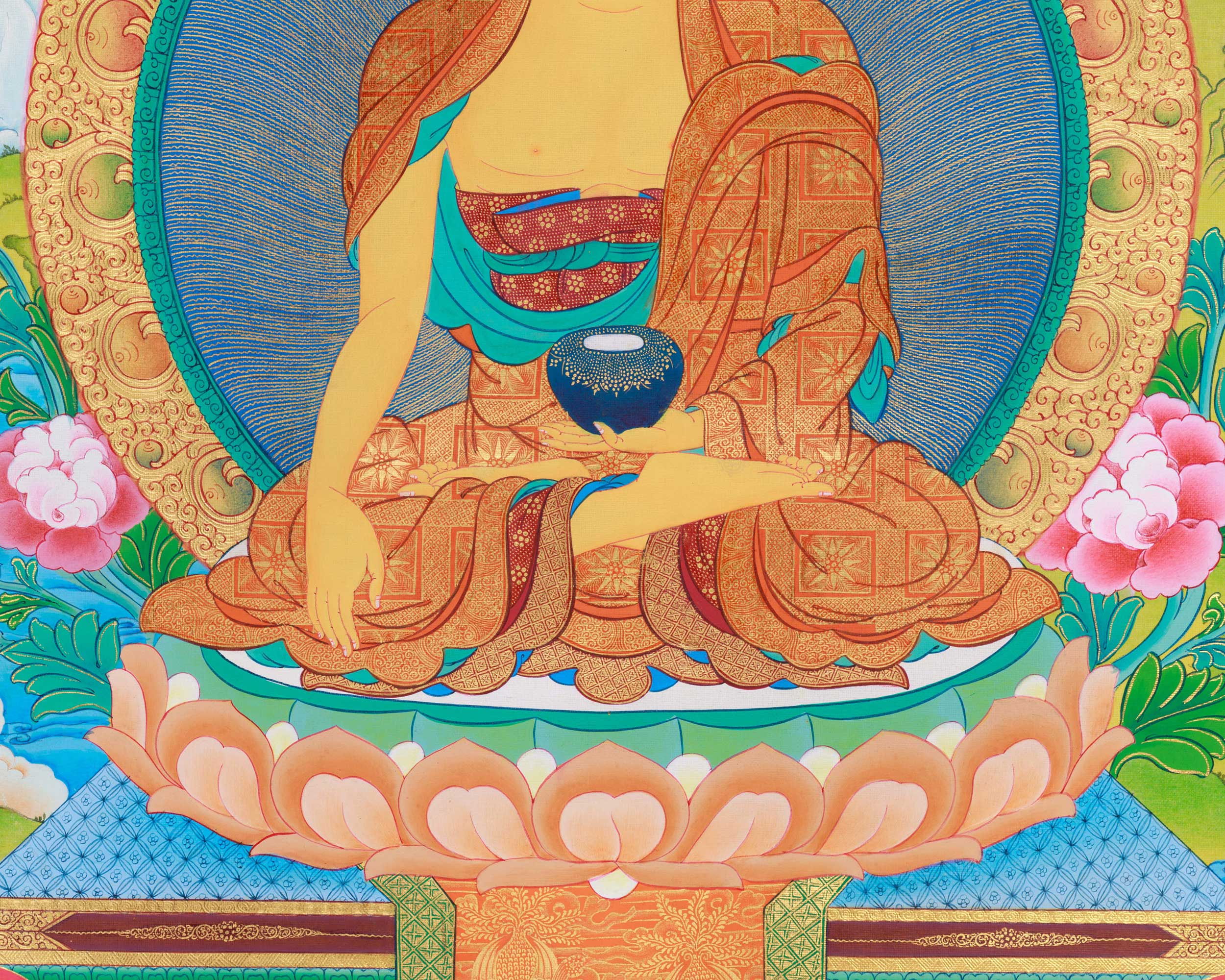Buddha Shakyamuni Prayer Thangka | Hand-Painted Buddhist Deity Painting