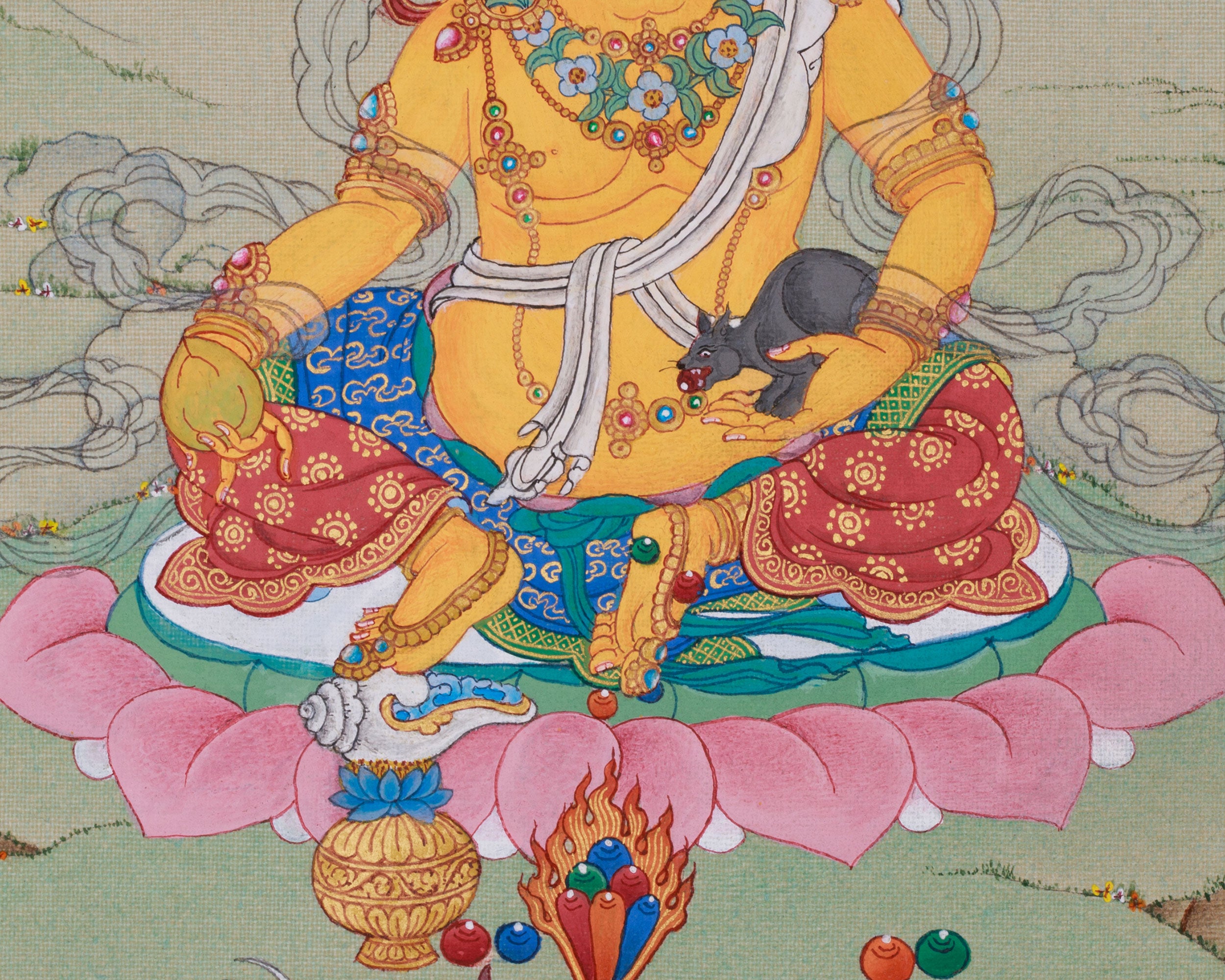 Mini Yellow Dzambhala | Tibetan Buddhist Prosperity Art