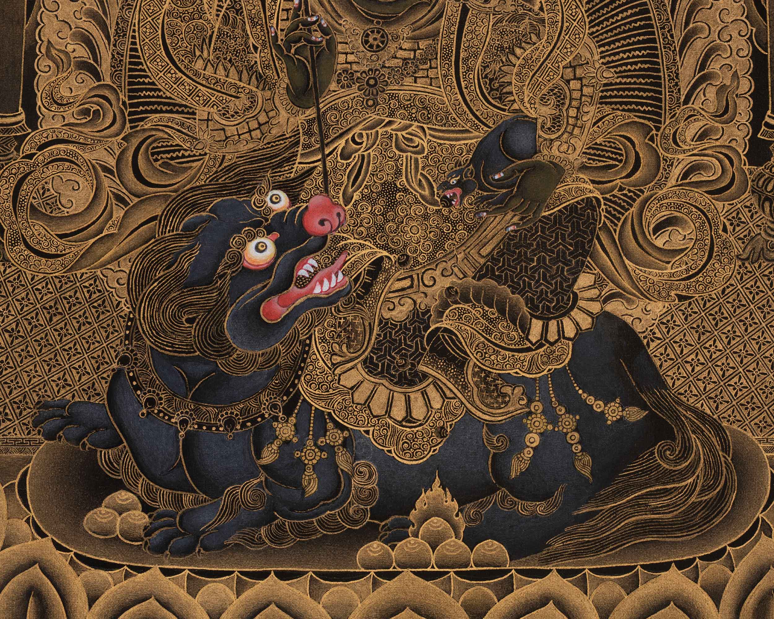 Namtoshe Wealth Deity Palace Thangka | Vaishravana Artwork | A Prominent Guardian King