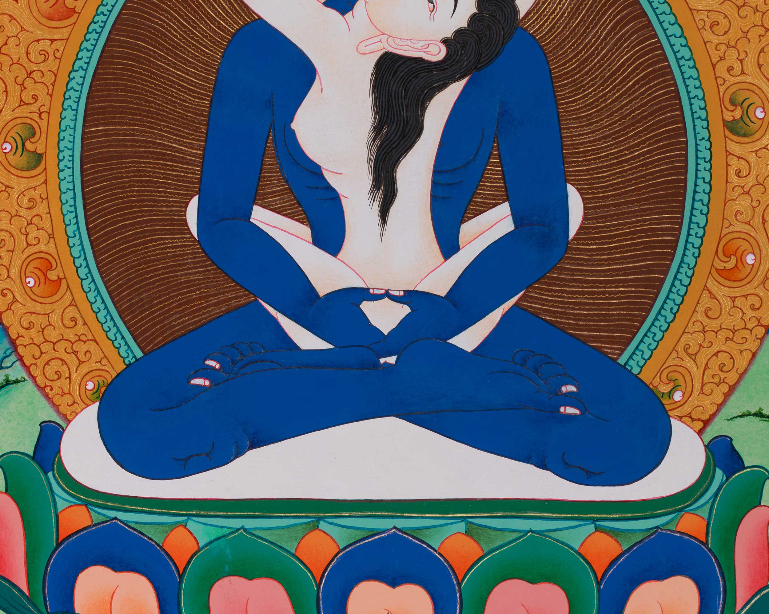 Hand-Painted Primordial Buddha Samantabhadra with Consort | Traditional Artwork