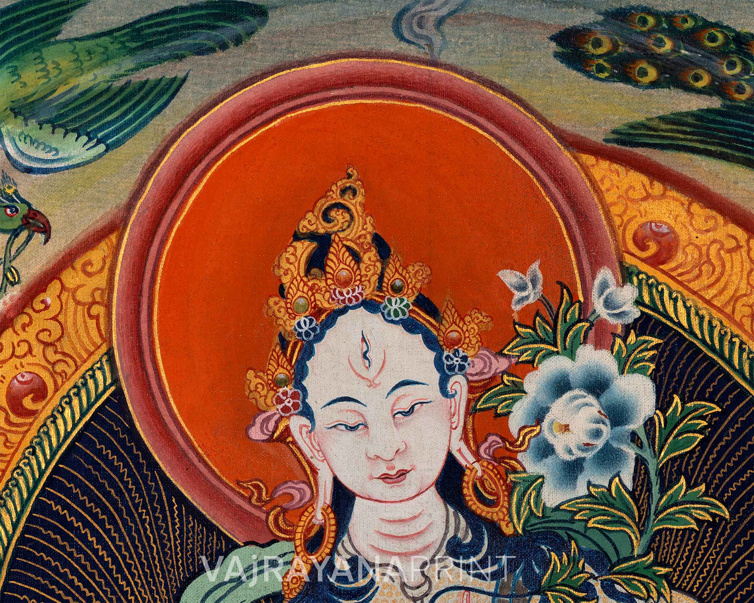 Goddess of Compassion White Tara Thangka Print | Traditional Buddhist Artwork | Gift Ideas