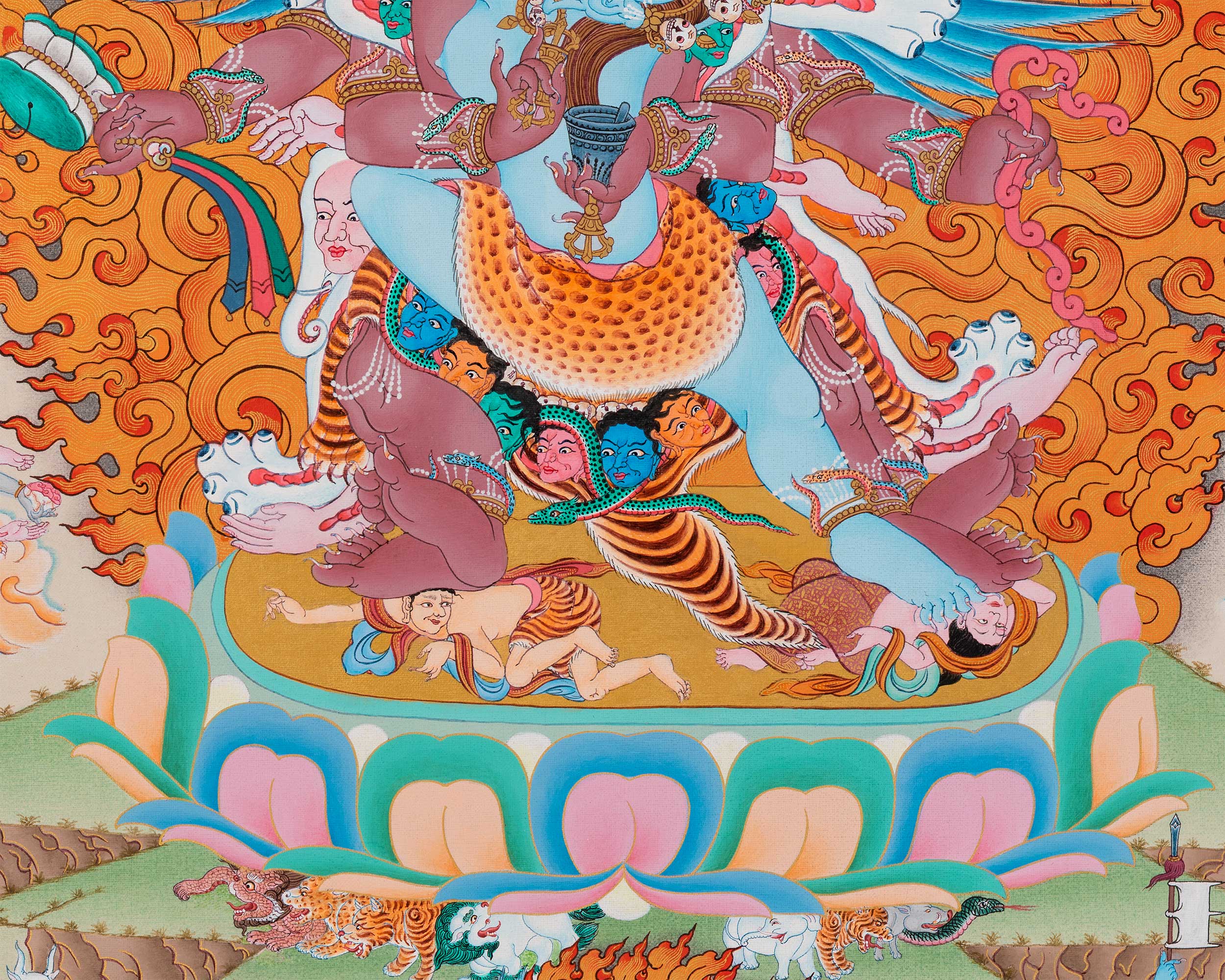 58 Wrathful Bardo Deity Thangka Print | 100 Deities of Bardo