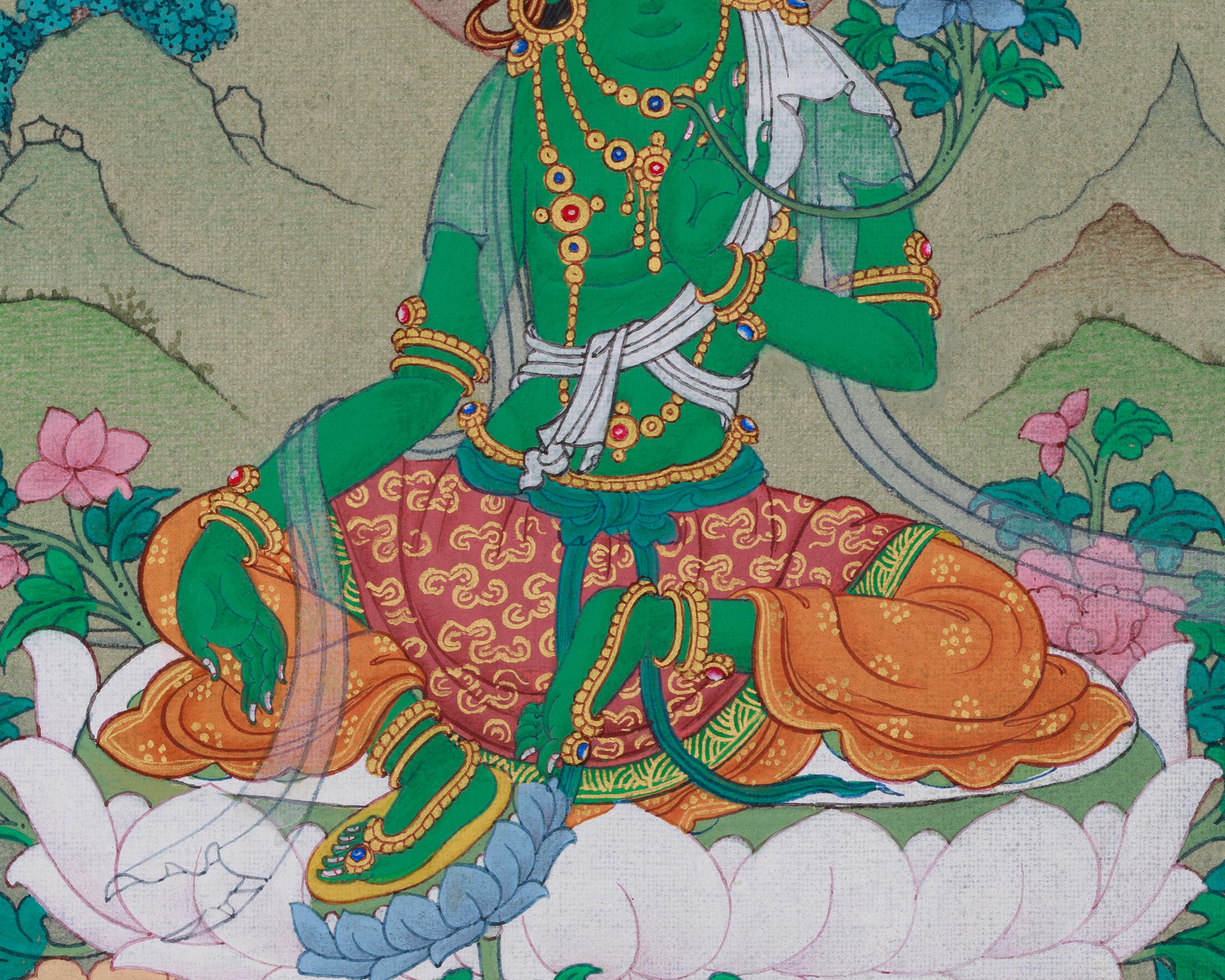 Mother of All Buddha Green Tara Thangka | A Sacred Source of Compassion and Protection