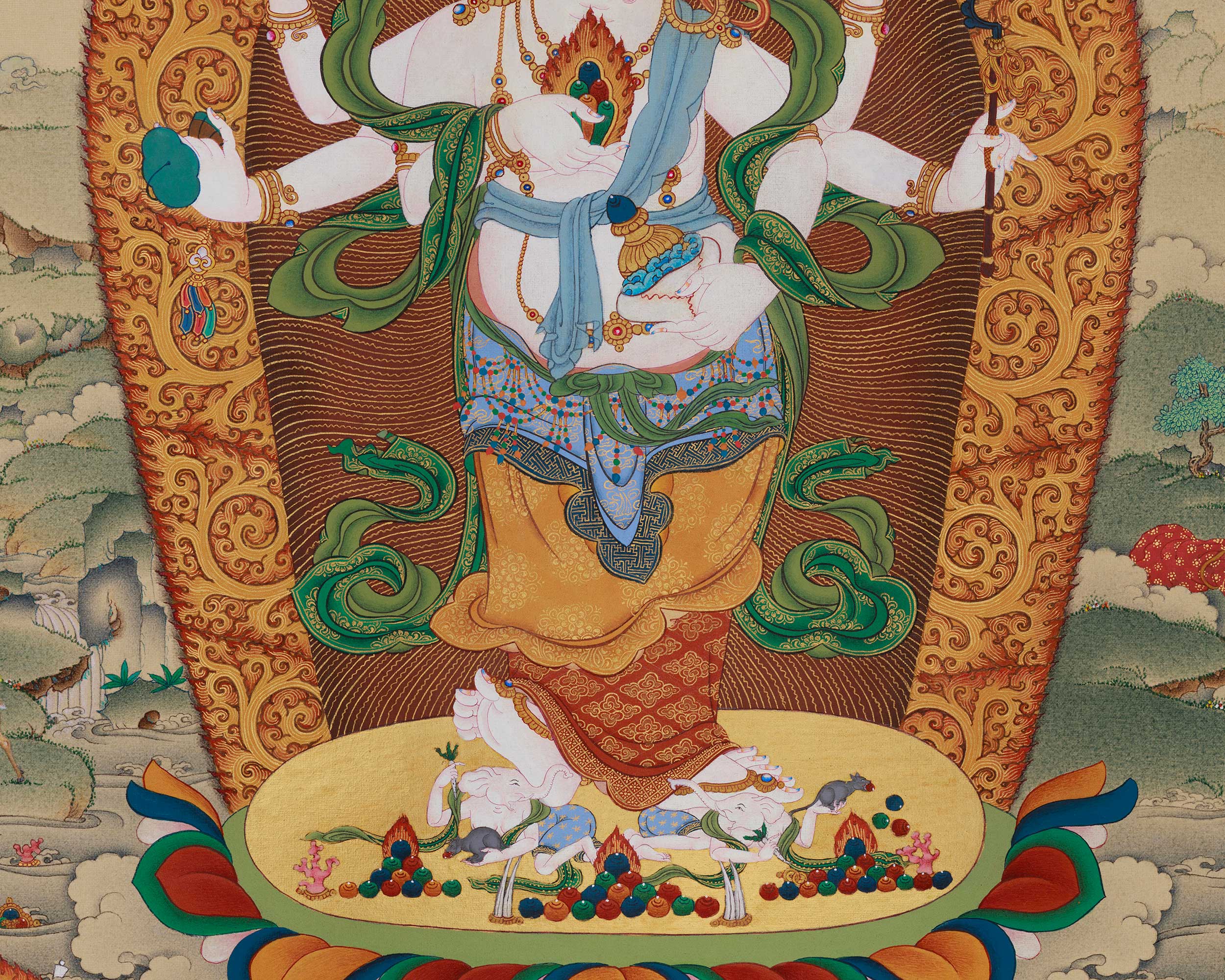 Divine Thangka of White Mahakala | Prosperity Deity