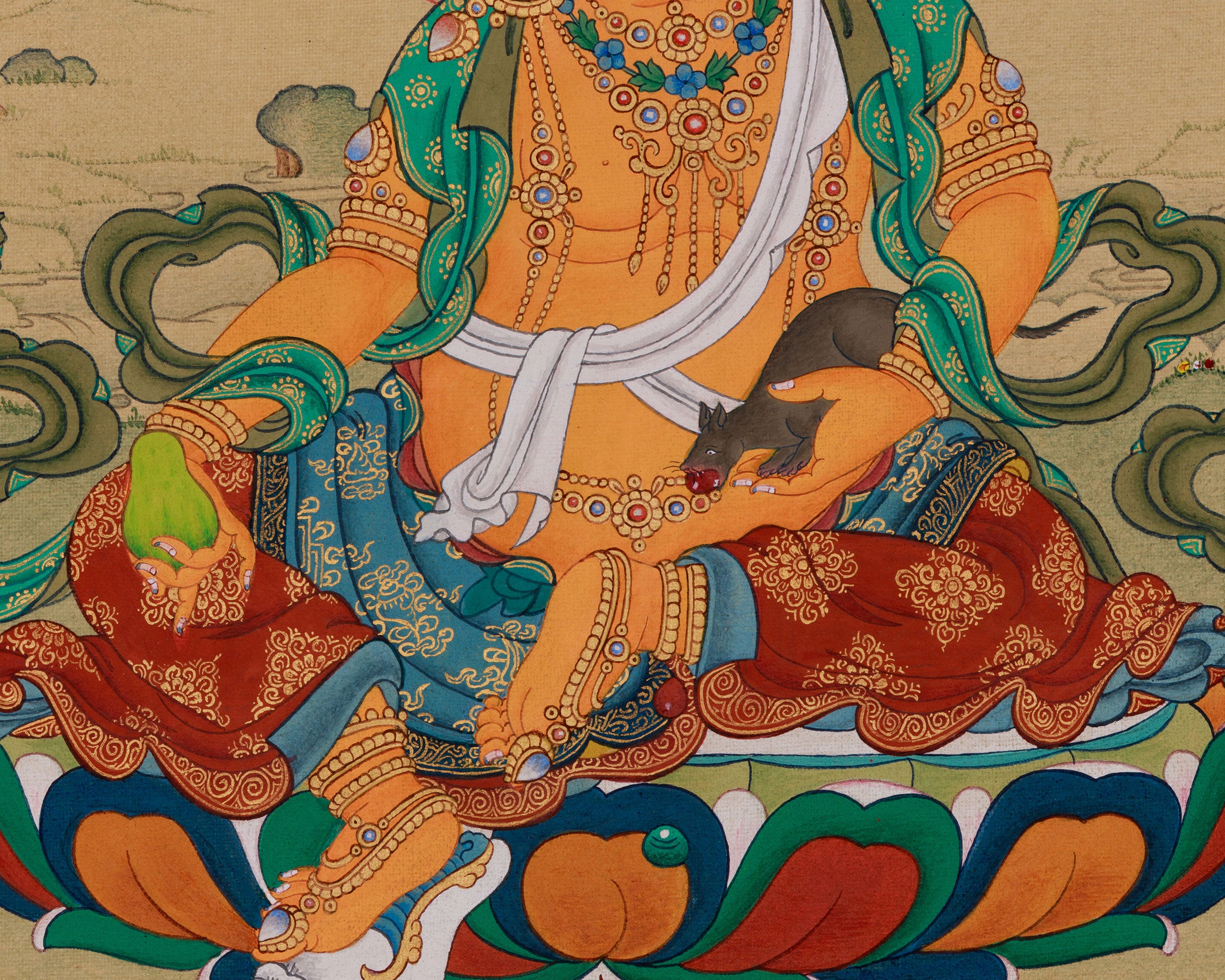 Tibetan Dzambhala with Ratnasambhava | Wealth Deity and Abundance