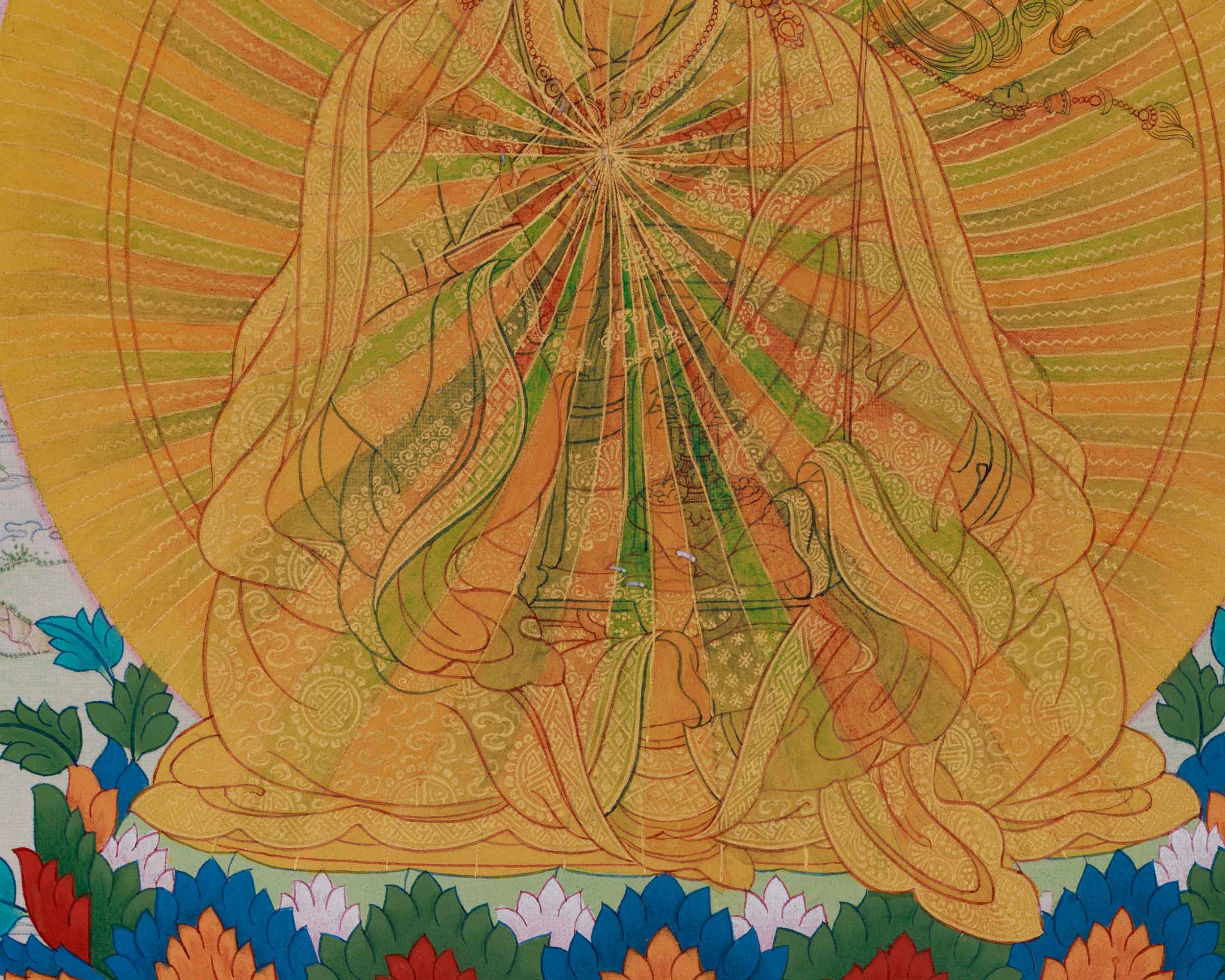 Unique Rainbow Style Guru Rinpoche Painting | Thangka of Second Buddha