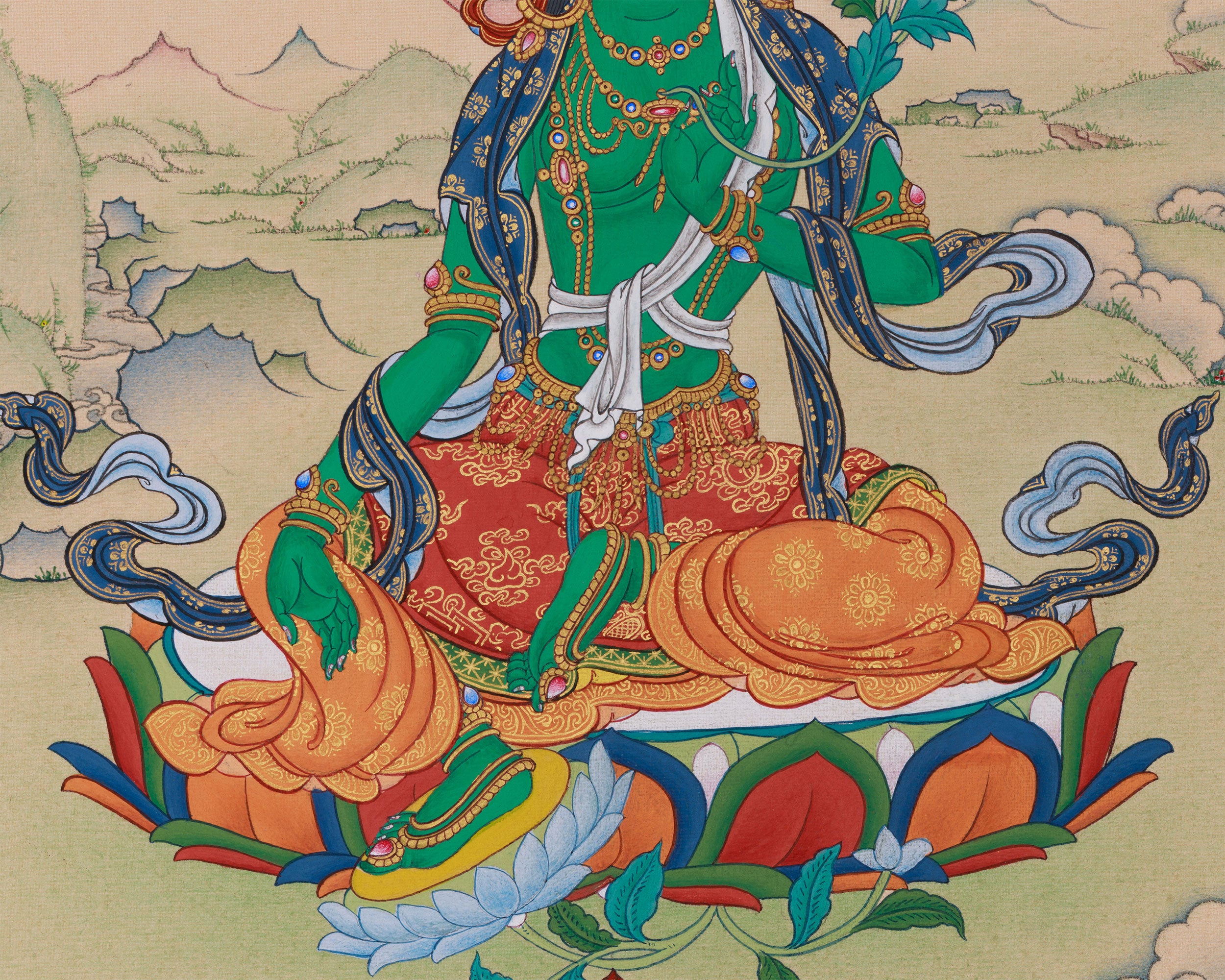Mother Green Tara Painting | Goddess of Compassion and Liberation