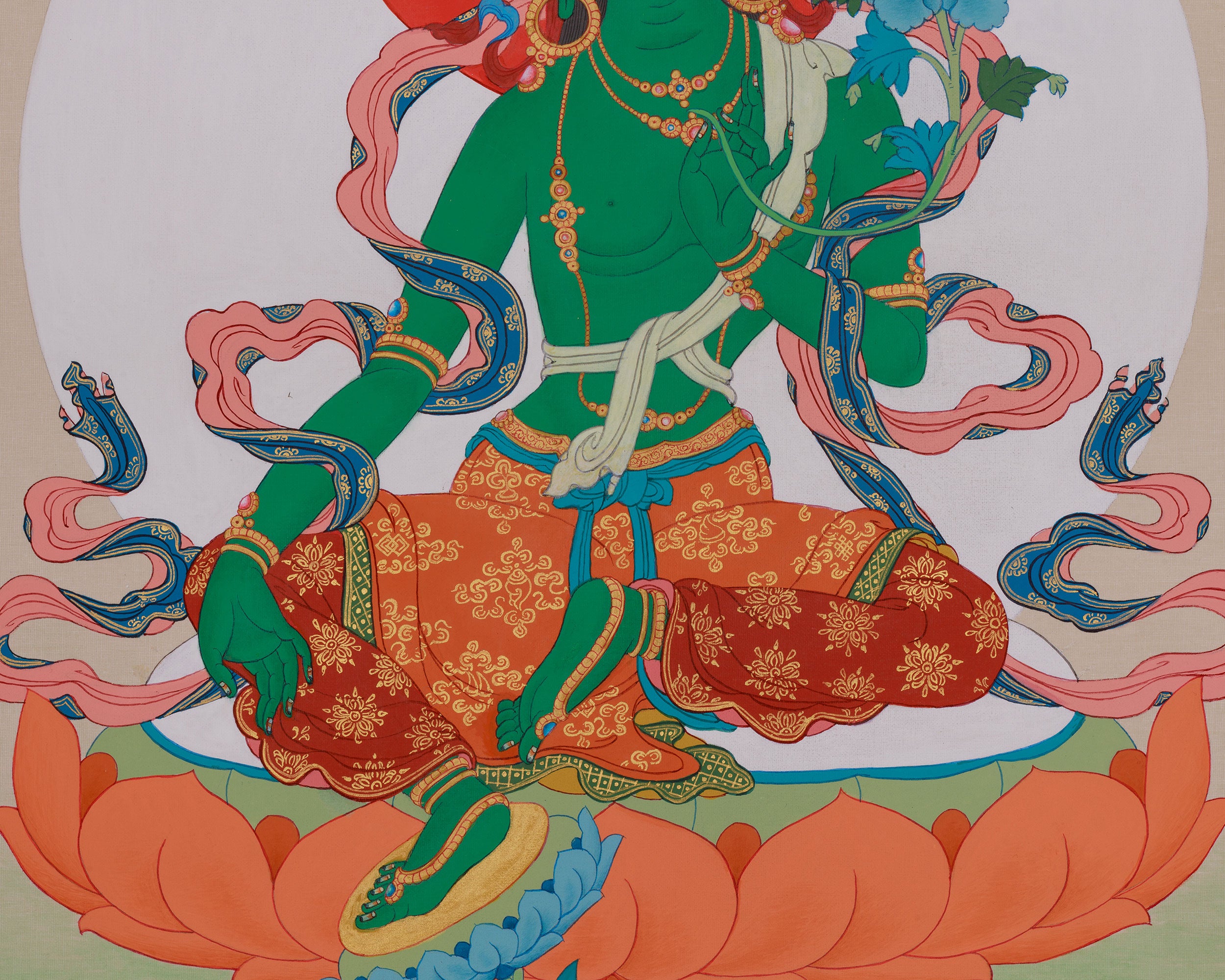 Green Tara Blessing Thangka | Swift Compassion and Healing Deity